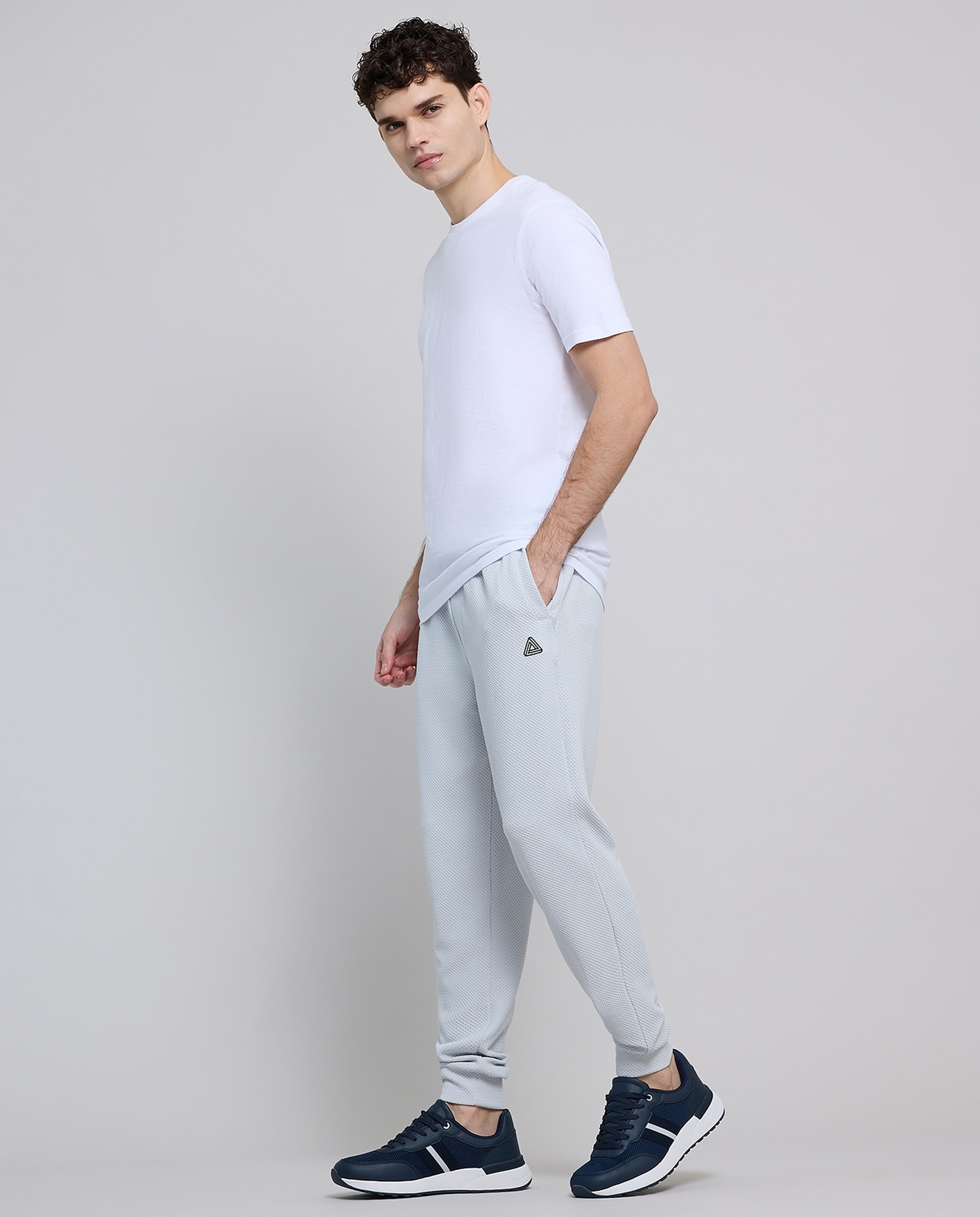 Textured Active Joggers with Drawstring Waist