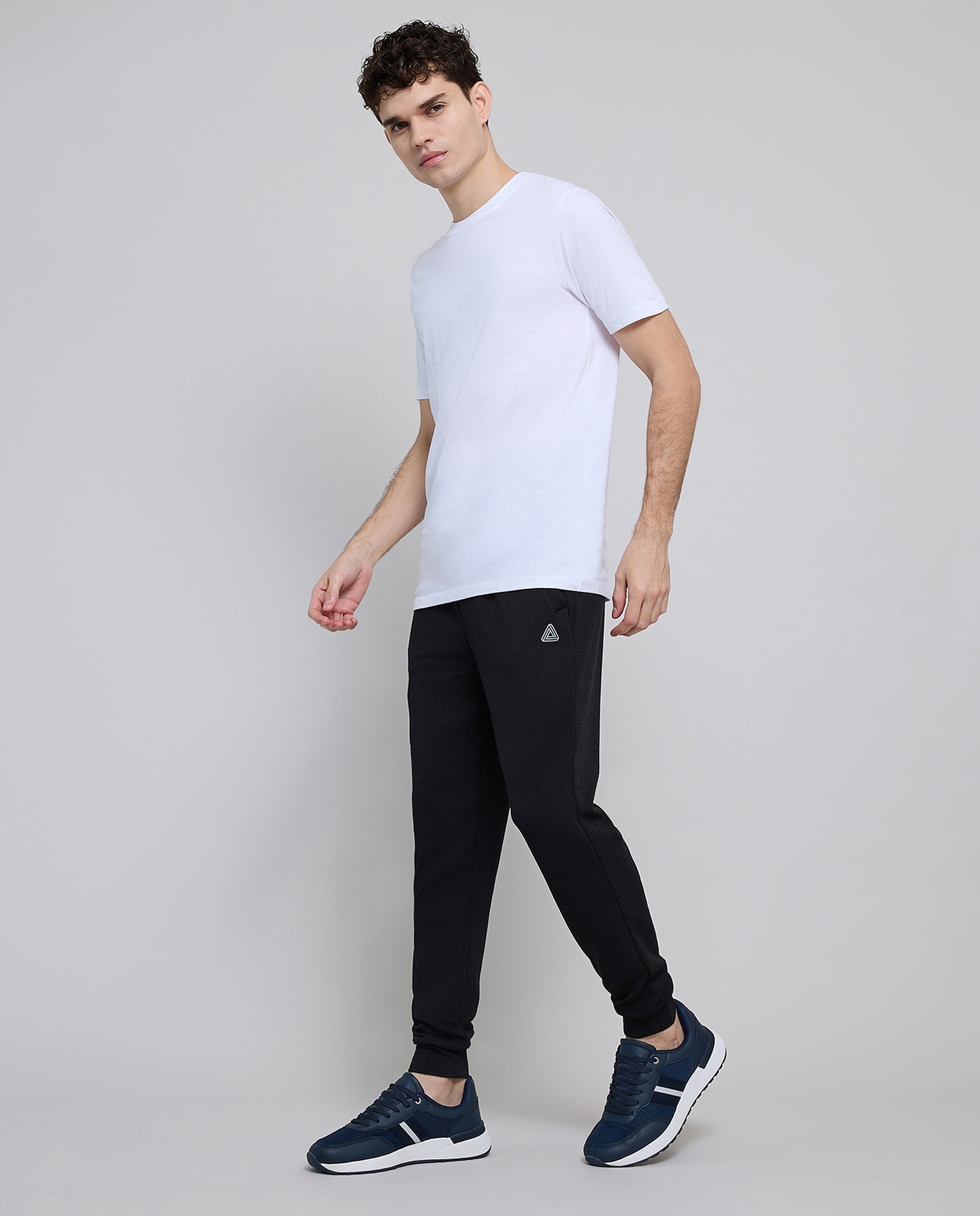 Textured Active Joggers with Drawstring Waist