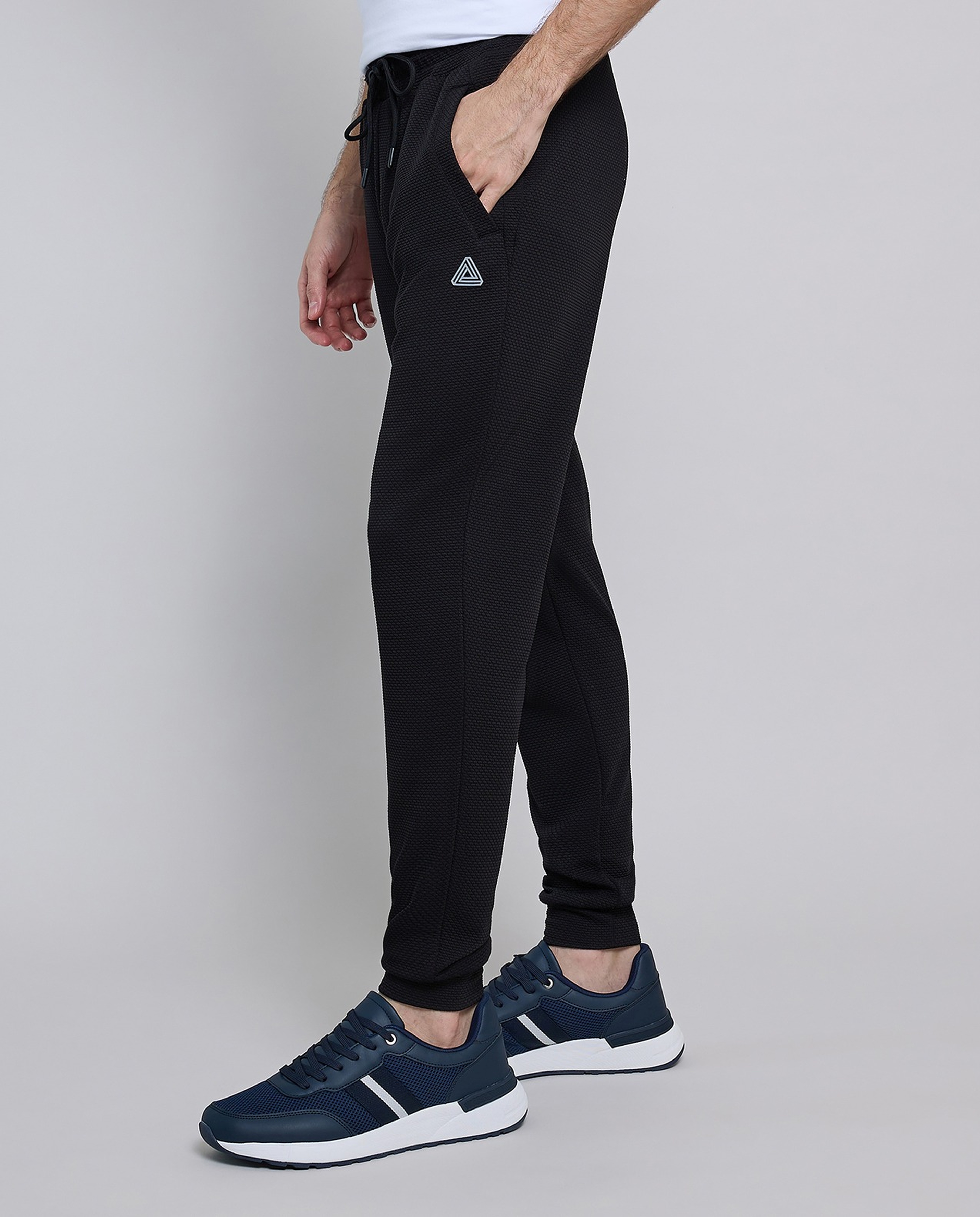 Textured Active Joggers with Drawstring Waist