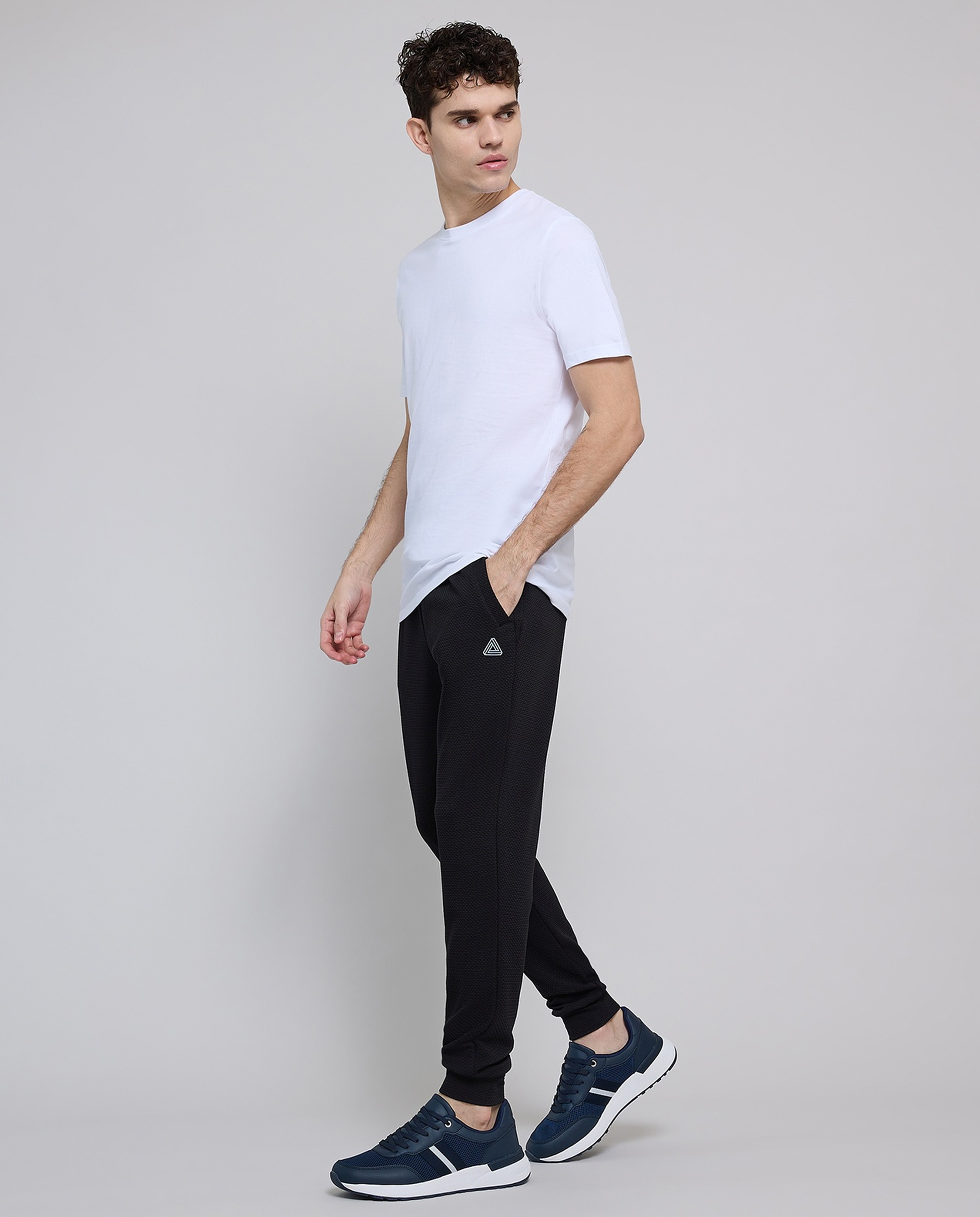 Textured Active Joggers with Drawstring Waist