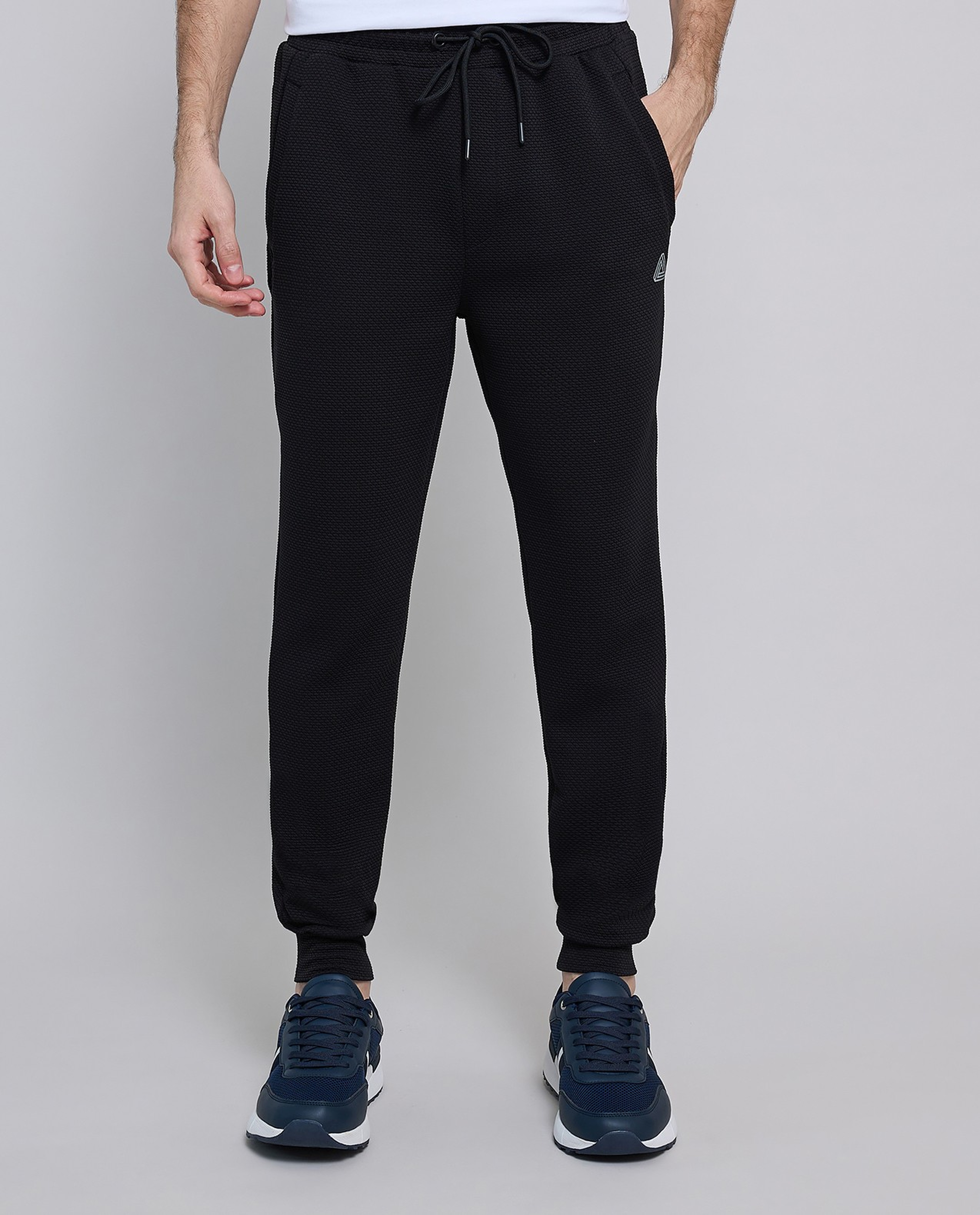 Textured Active Joggers with Drawstring Waist