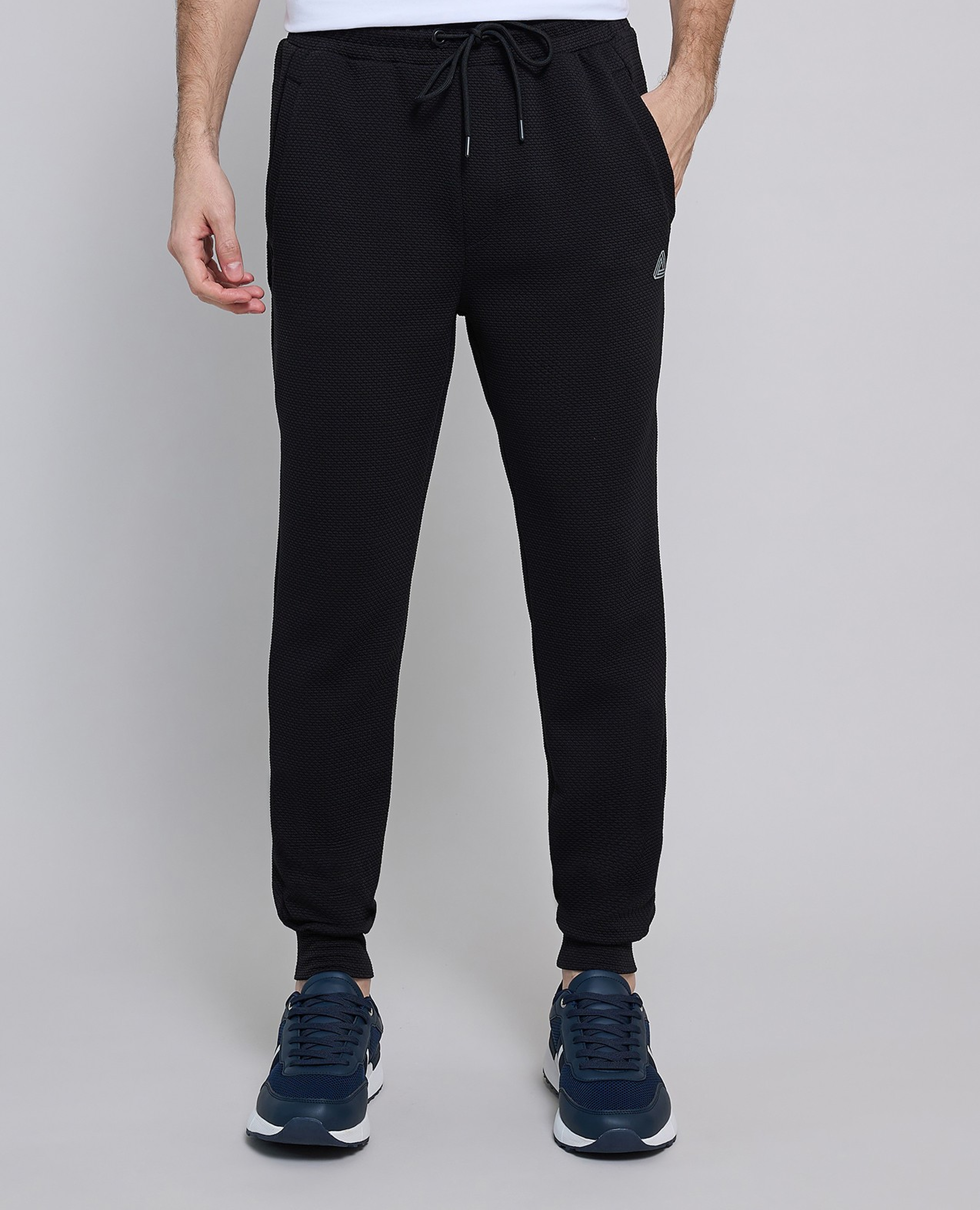 Textured Active Joggers with Drawstring Waist