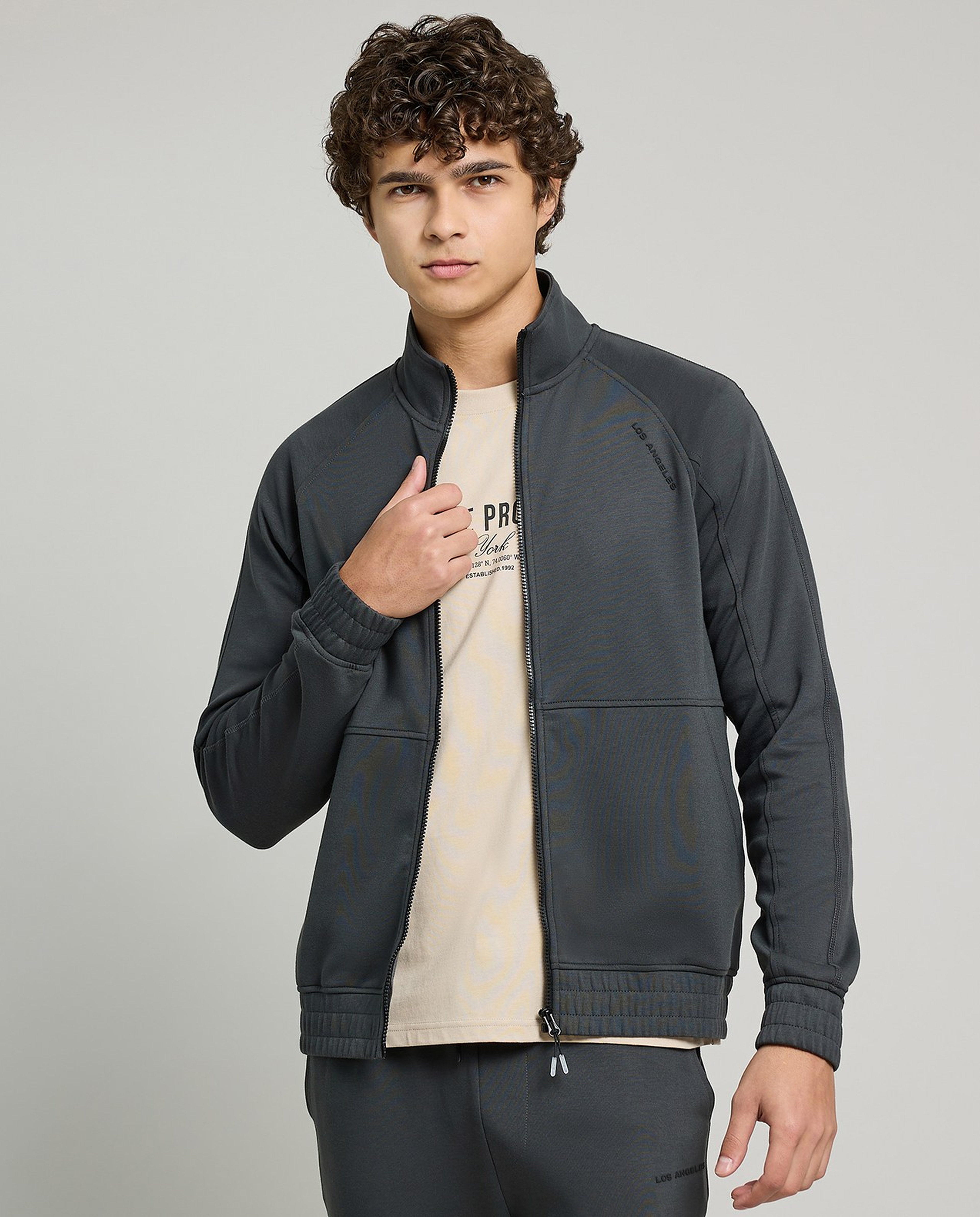 Solid Jacket with Zipper Closure
