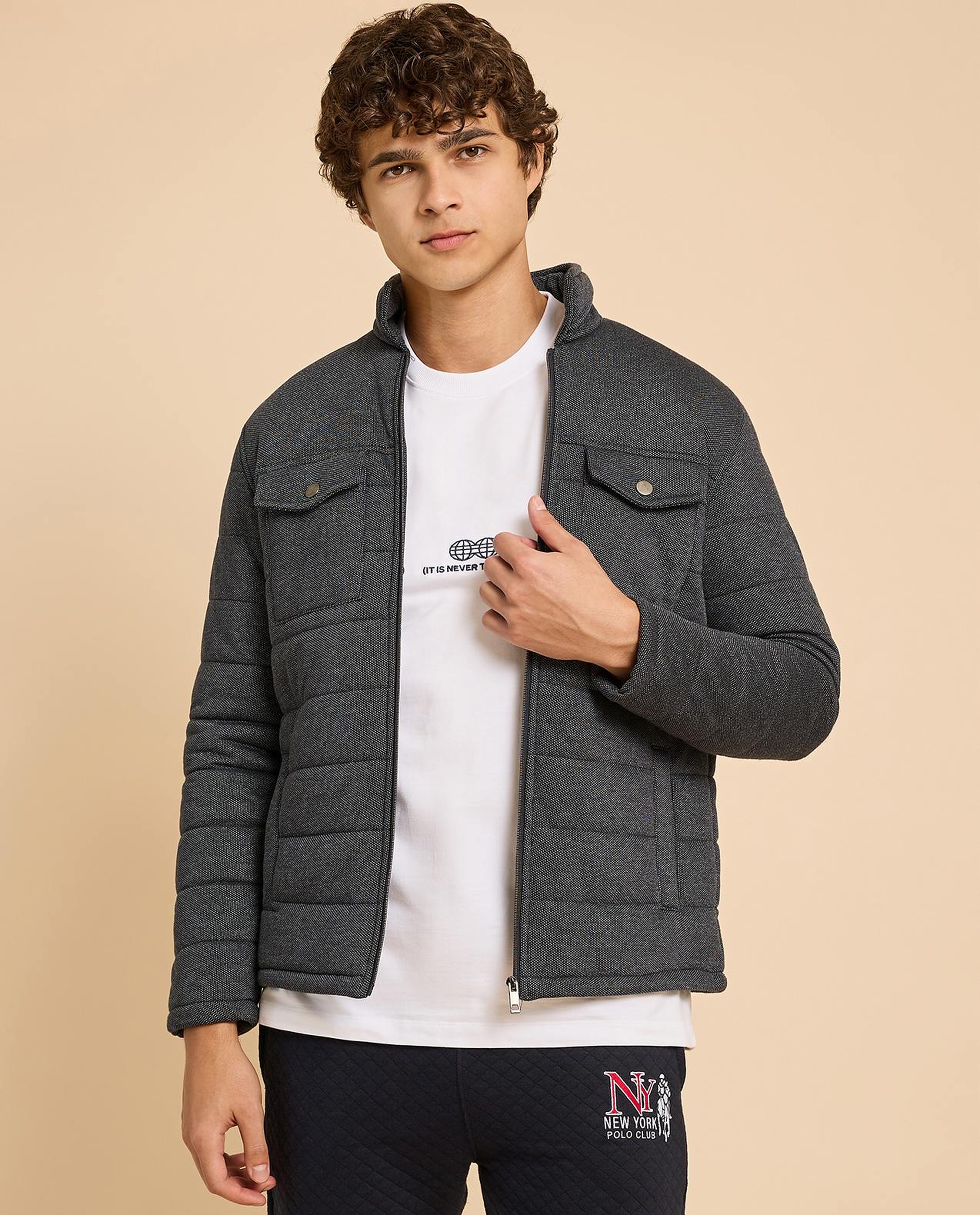 Quilted Jacket with Zipper Closure