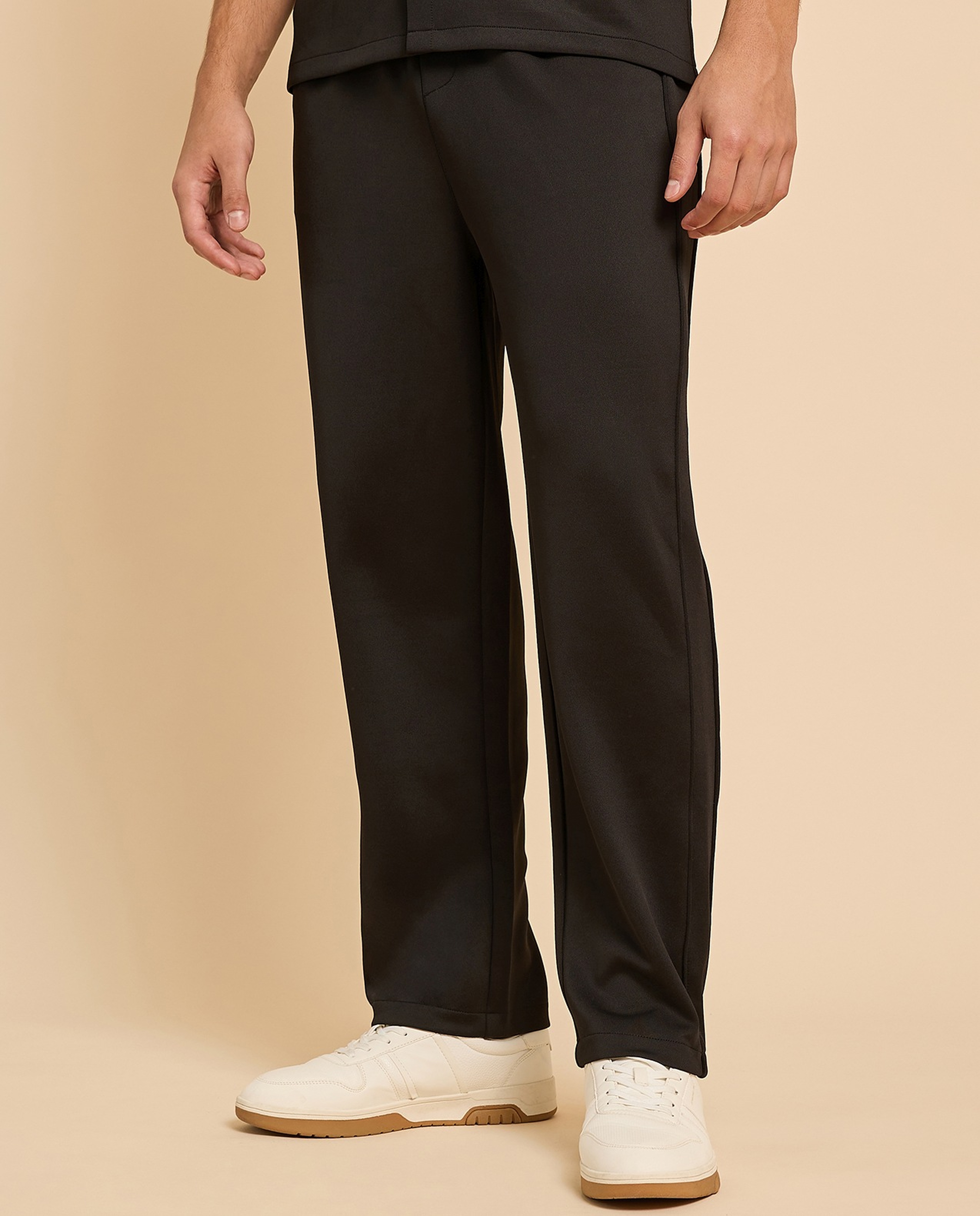 Solid Knitted Pants with Drawstring Waist