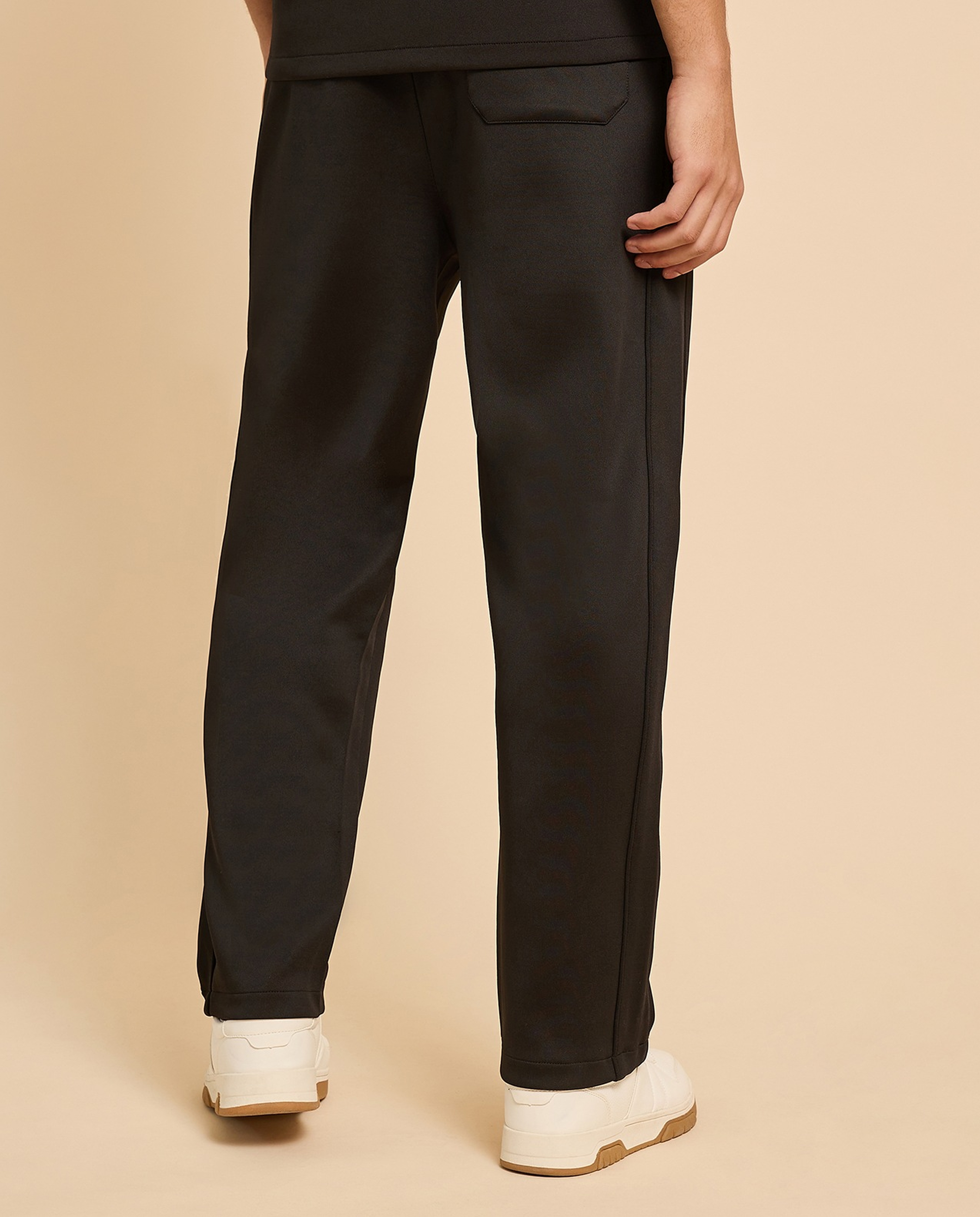 Solid Knitted Pants with Drawstring Waist
