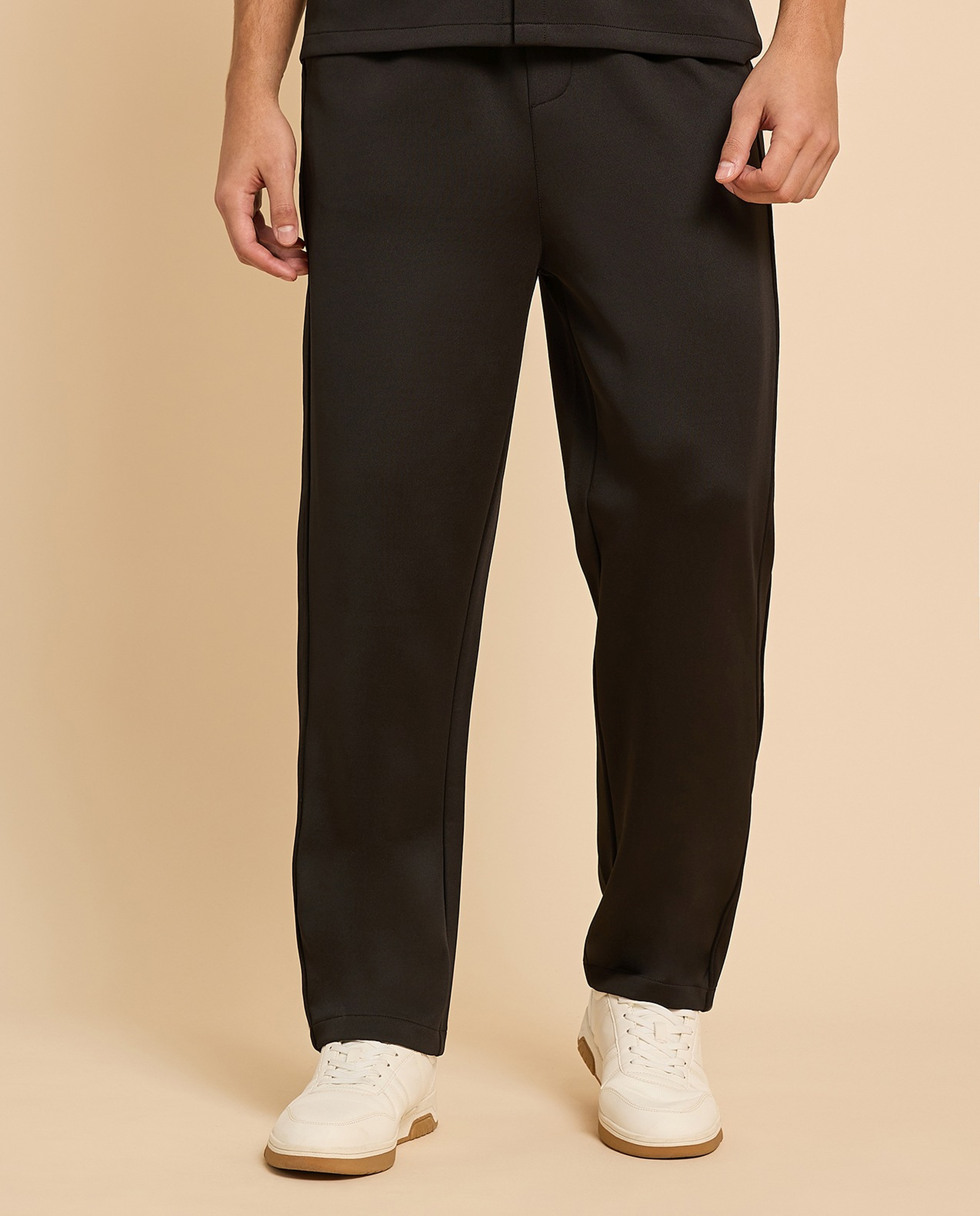 Solid Knitted Pants with Drawstring Waist