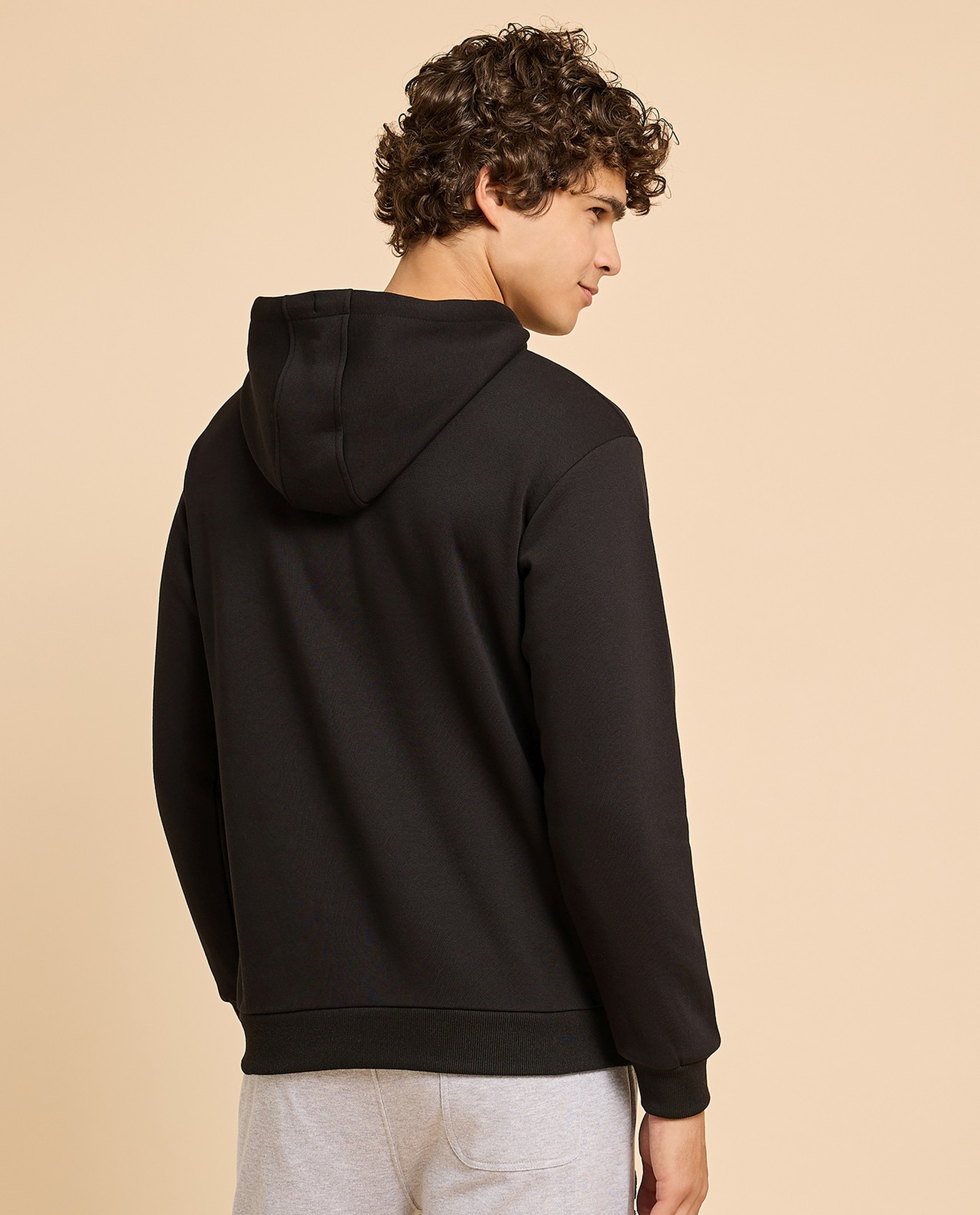 Solid Hoodie with Long Sleeves
