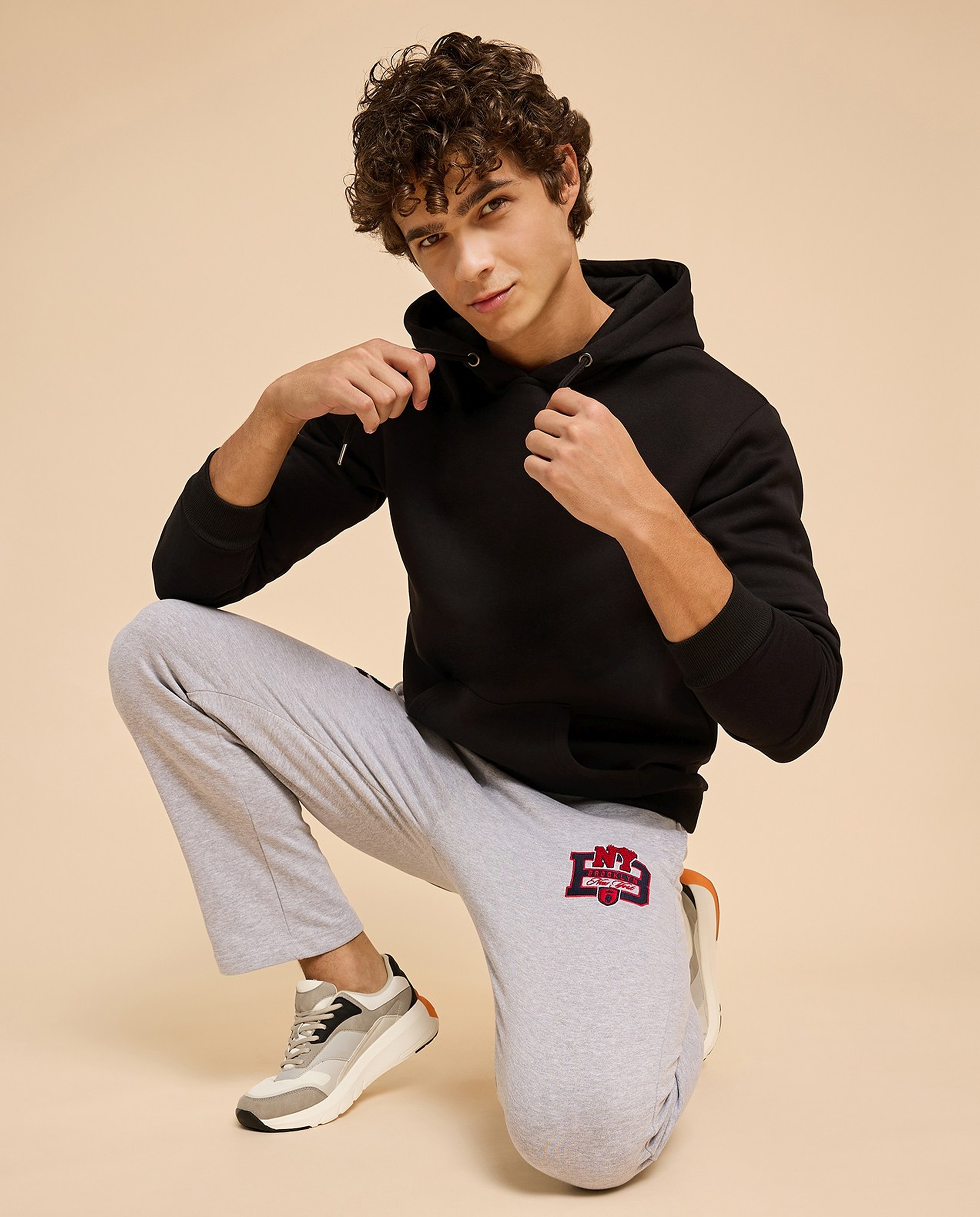 Solid Hoodie with Long Sleeves