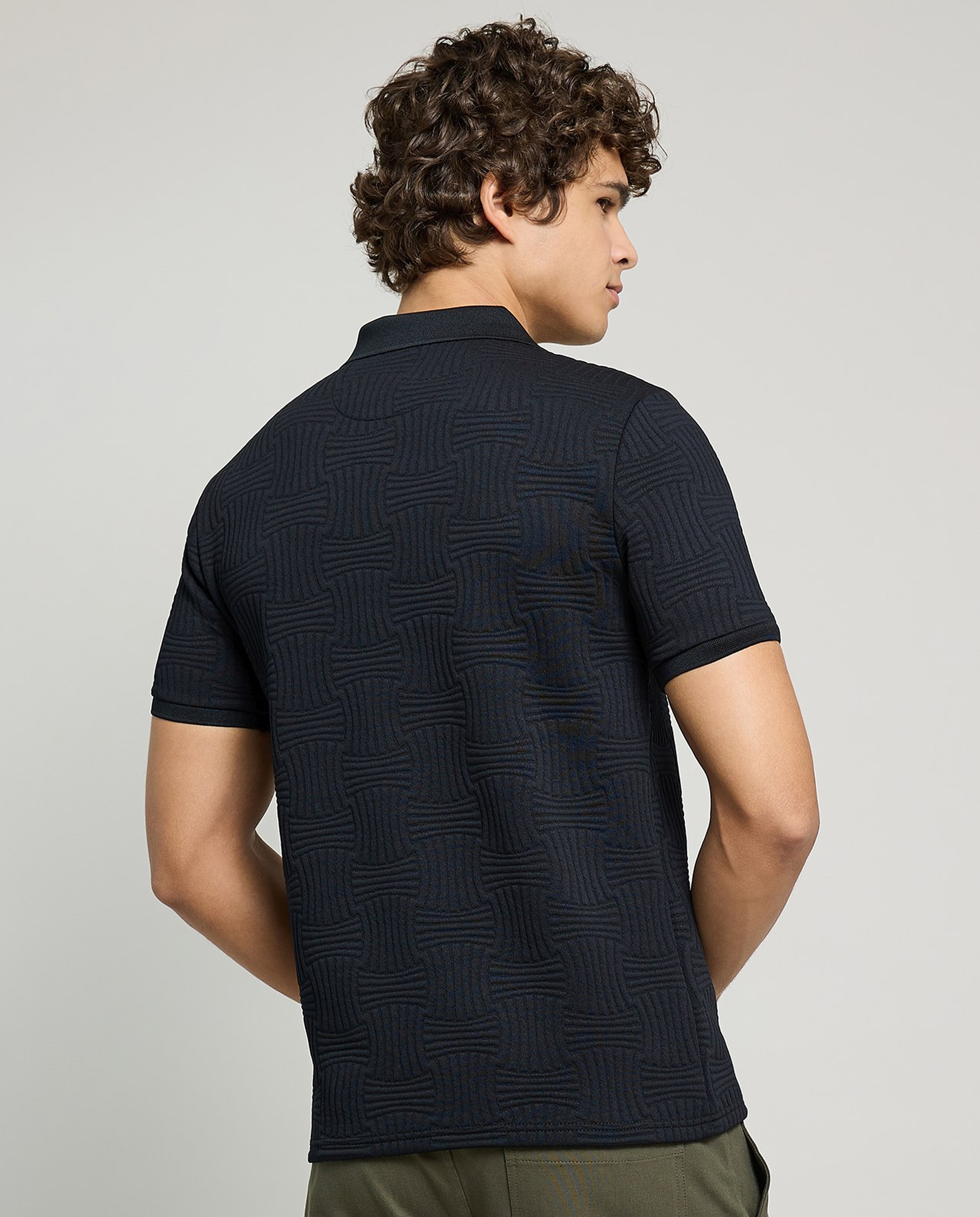 Textured Polo T-Shirt with Short Sleeves