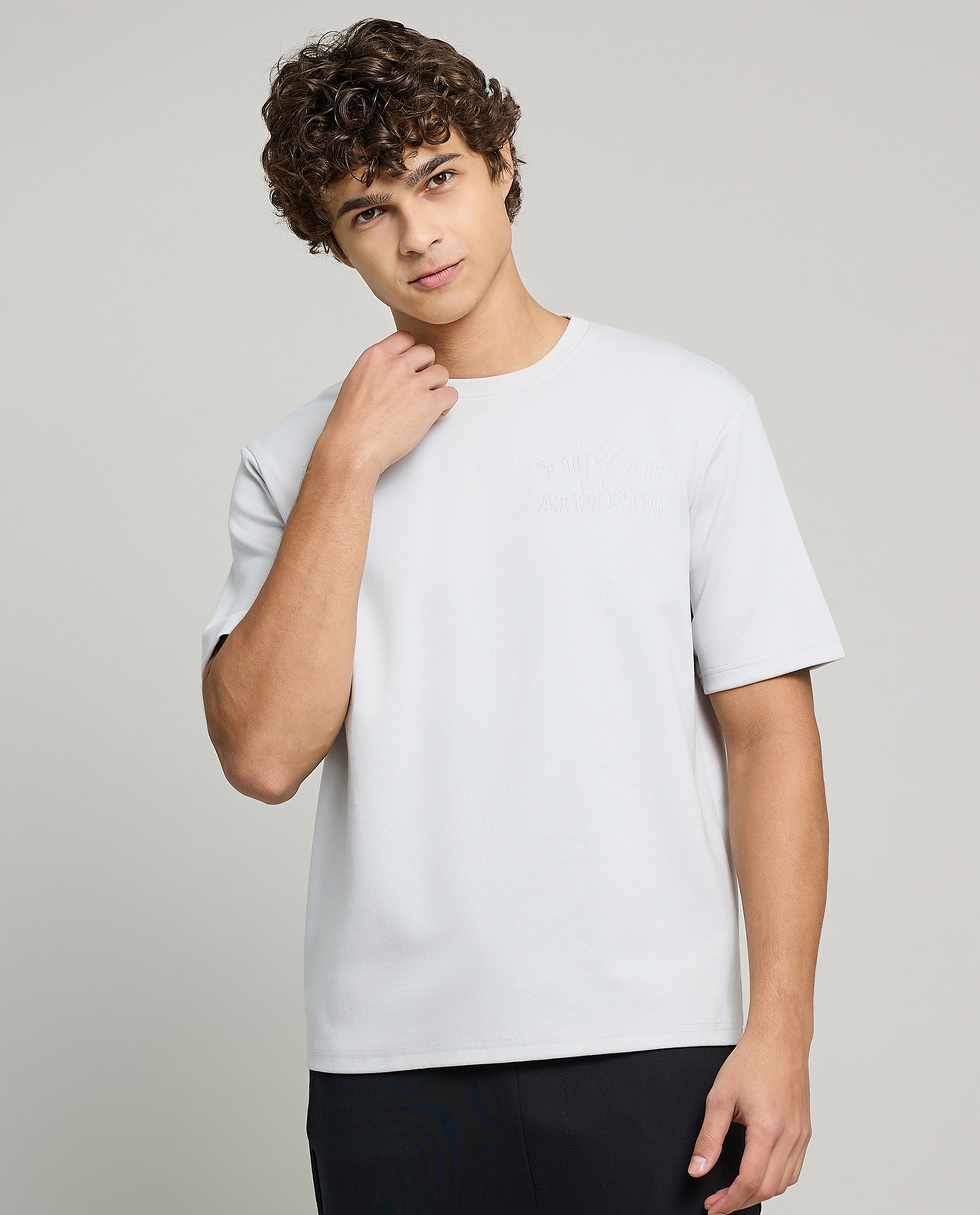 Solid T-Shirt with Crew Neck and Short Sleeves