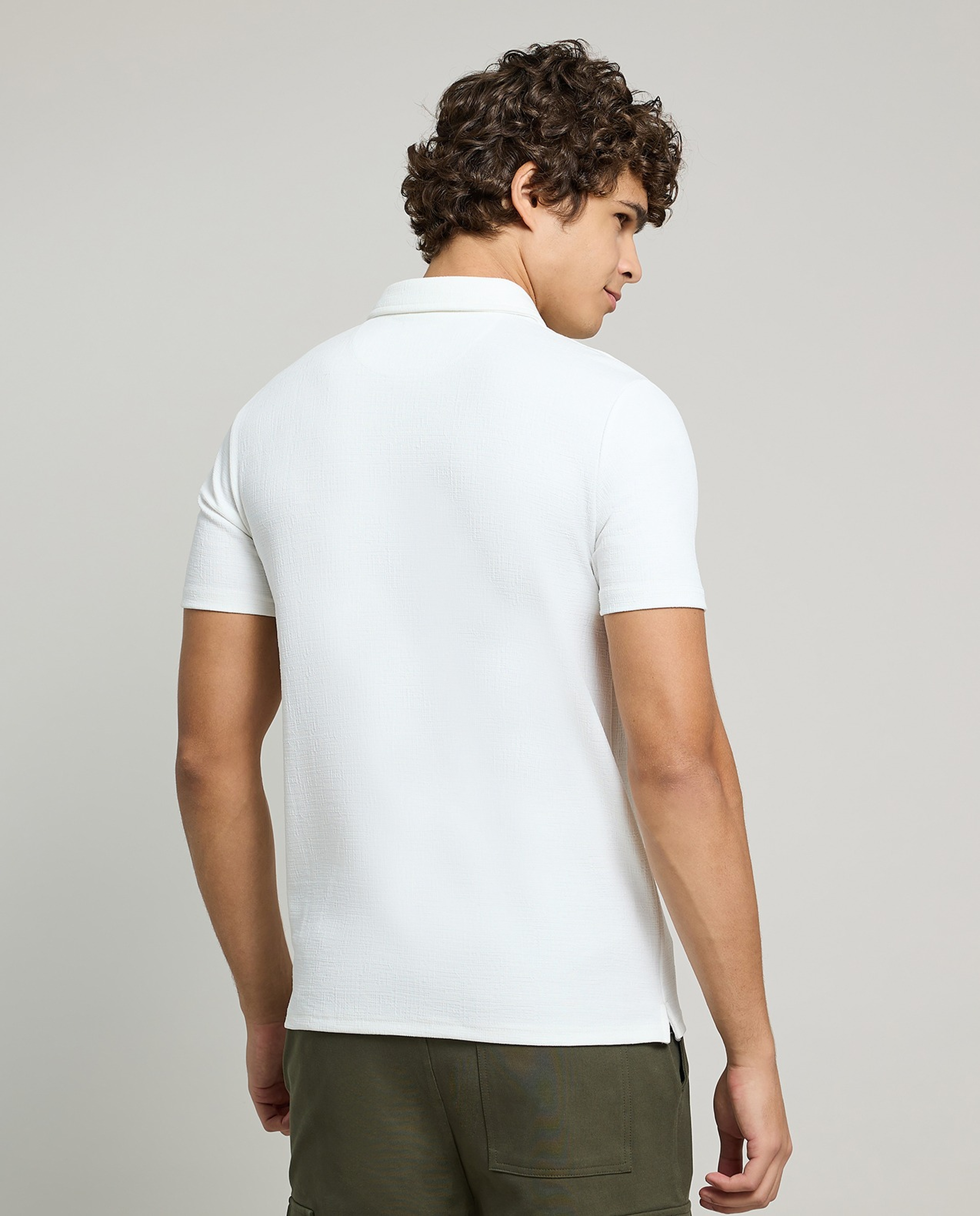 Textured Polo T-Shirt with Short Sleeves