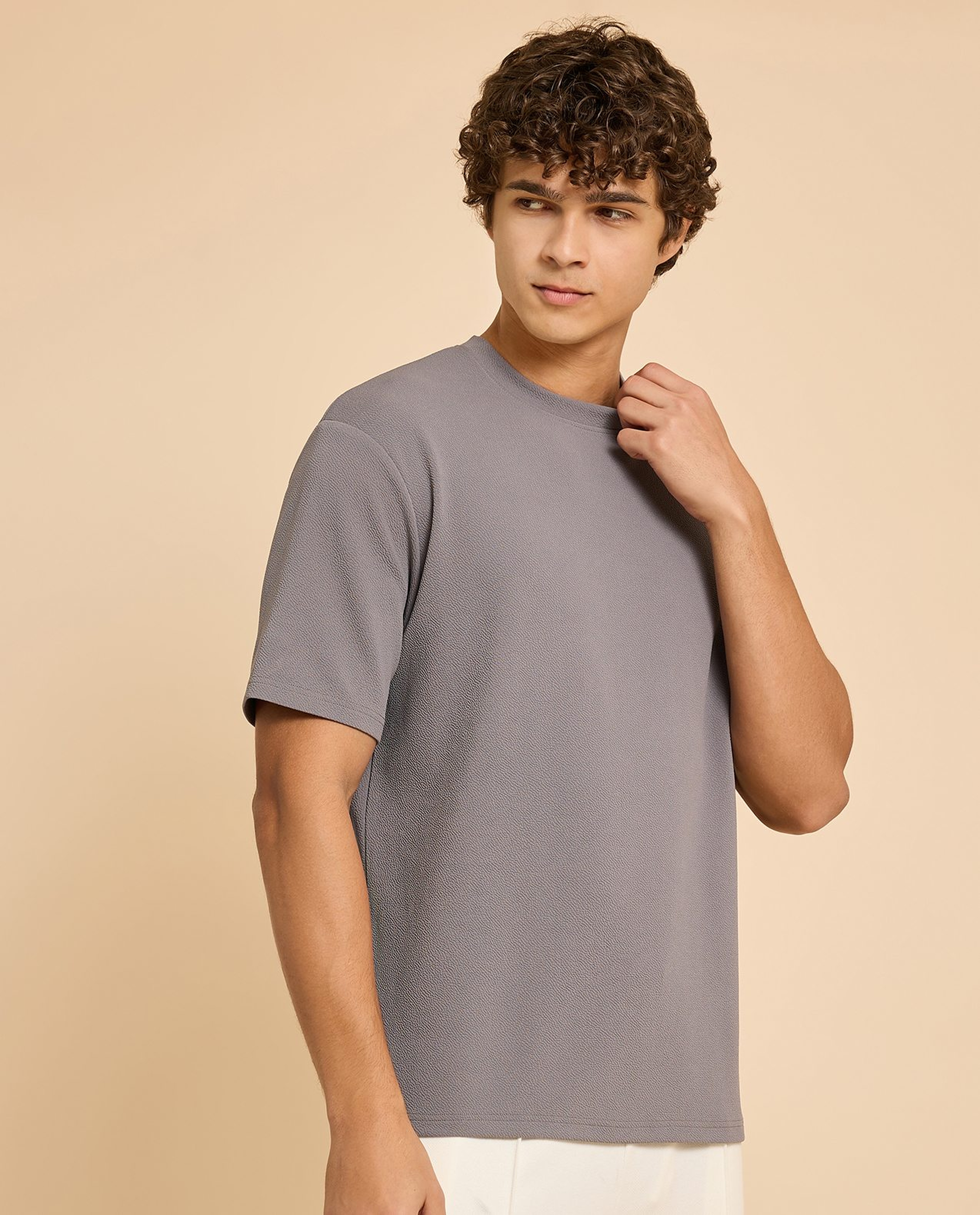 Solid T-Shirt with Crew Neck and Short Sleeves