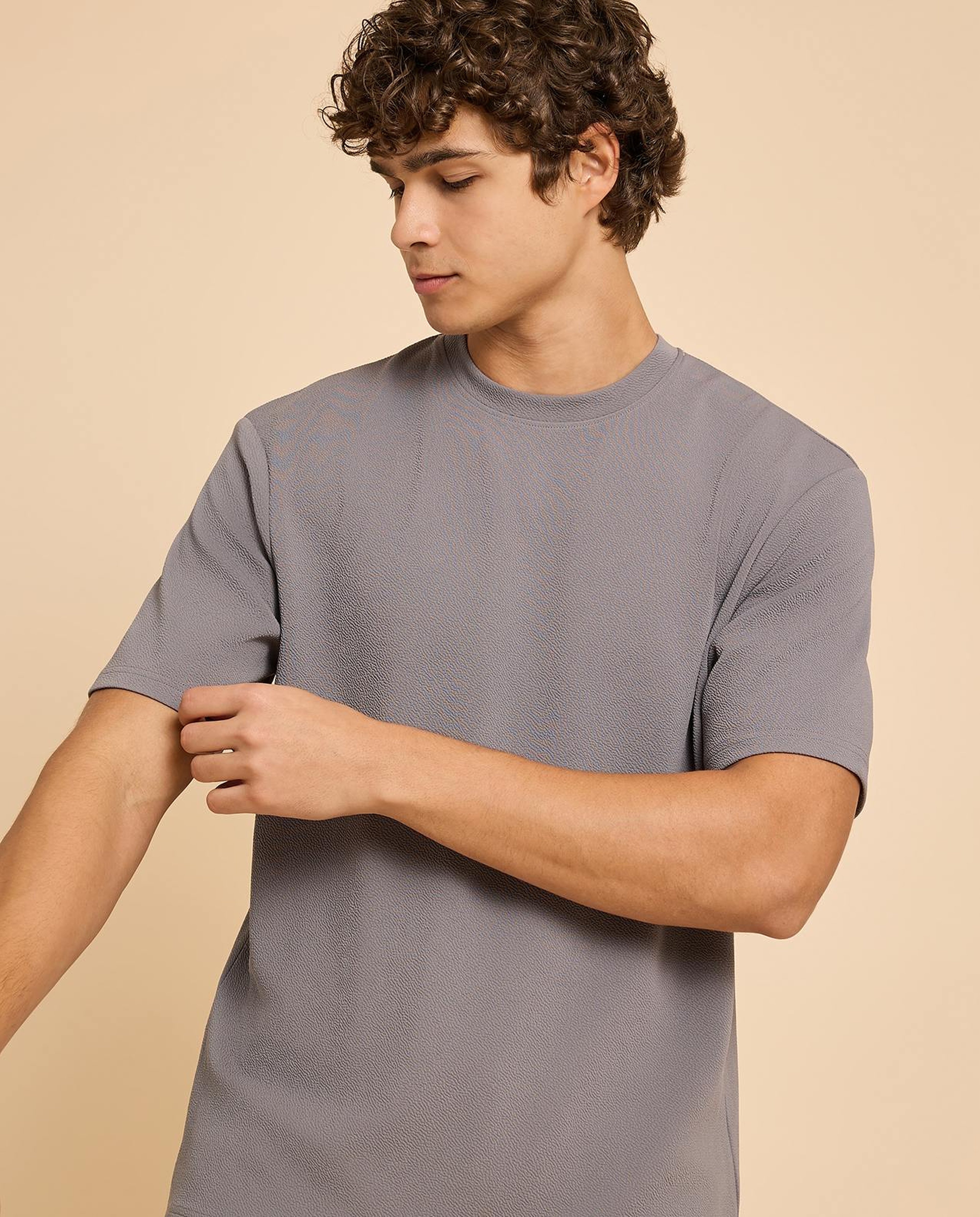 Solid T-Shirt with Crew Neck and Short Sleeves