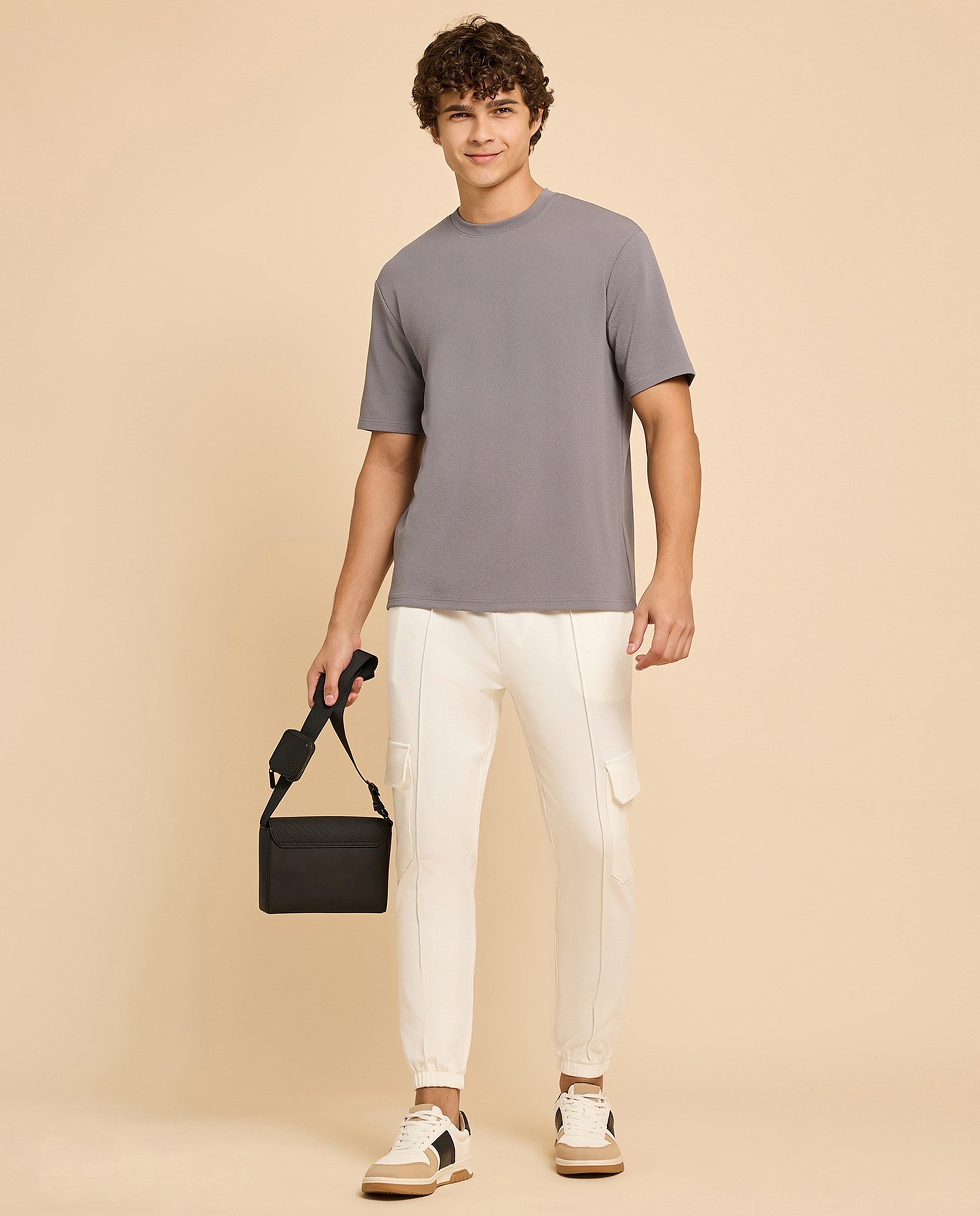 Solid T-Shirt with Crew Neck and Short Sleeves