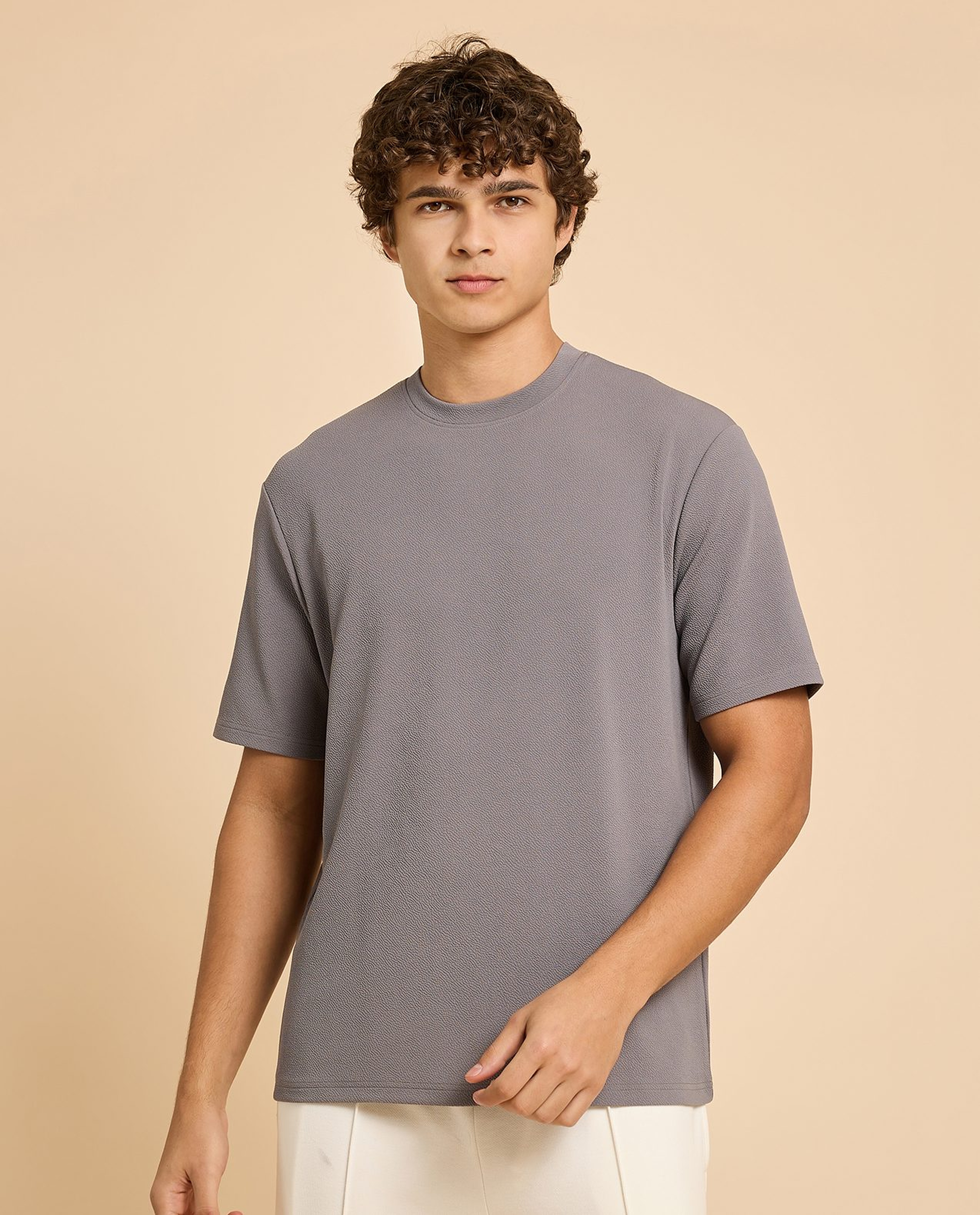 Solid T-Shirt with Crew Neck and Short Sleeves