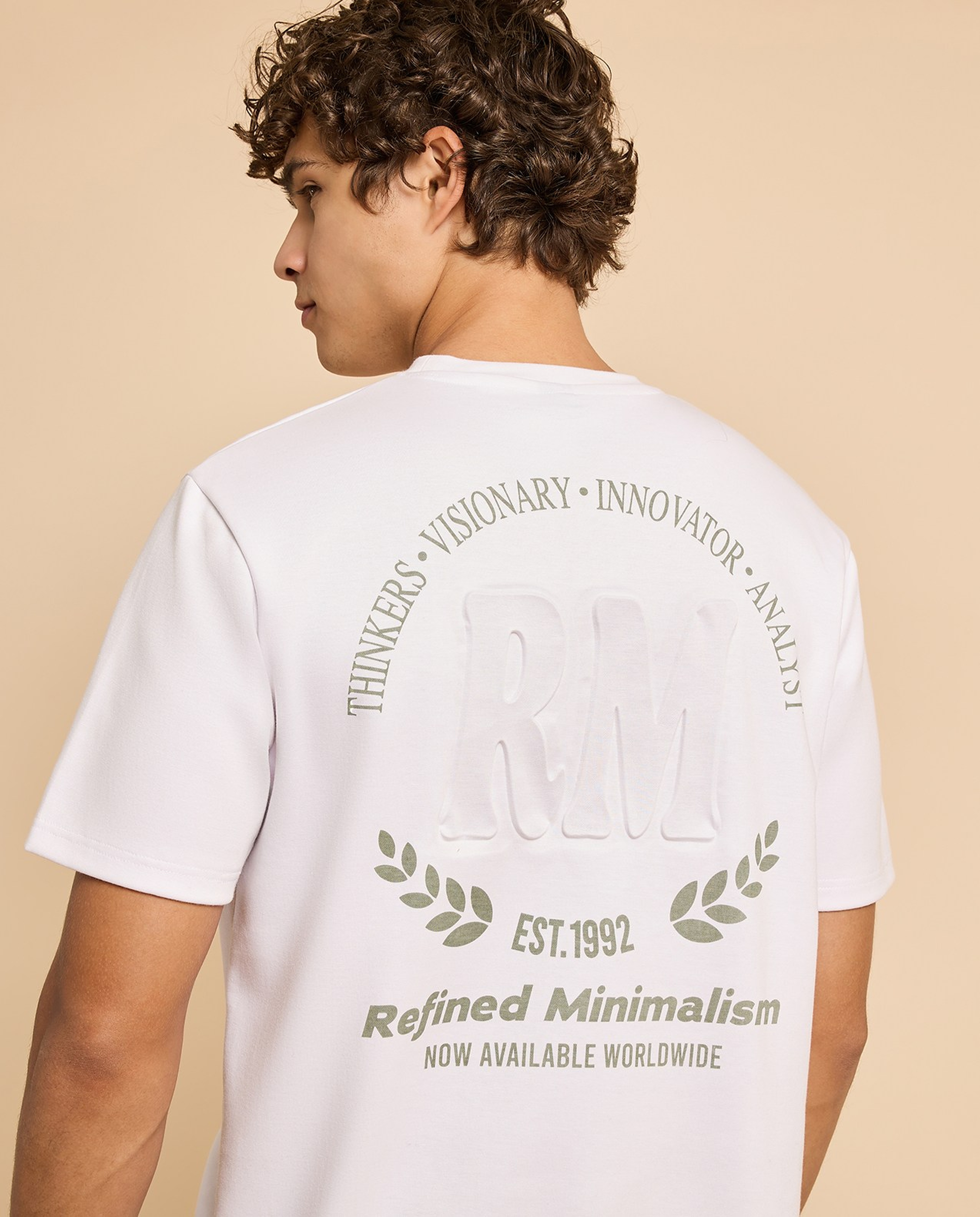 Embossed T-Shirt with Crew Neck and Short Sleeves