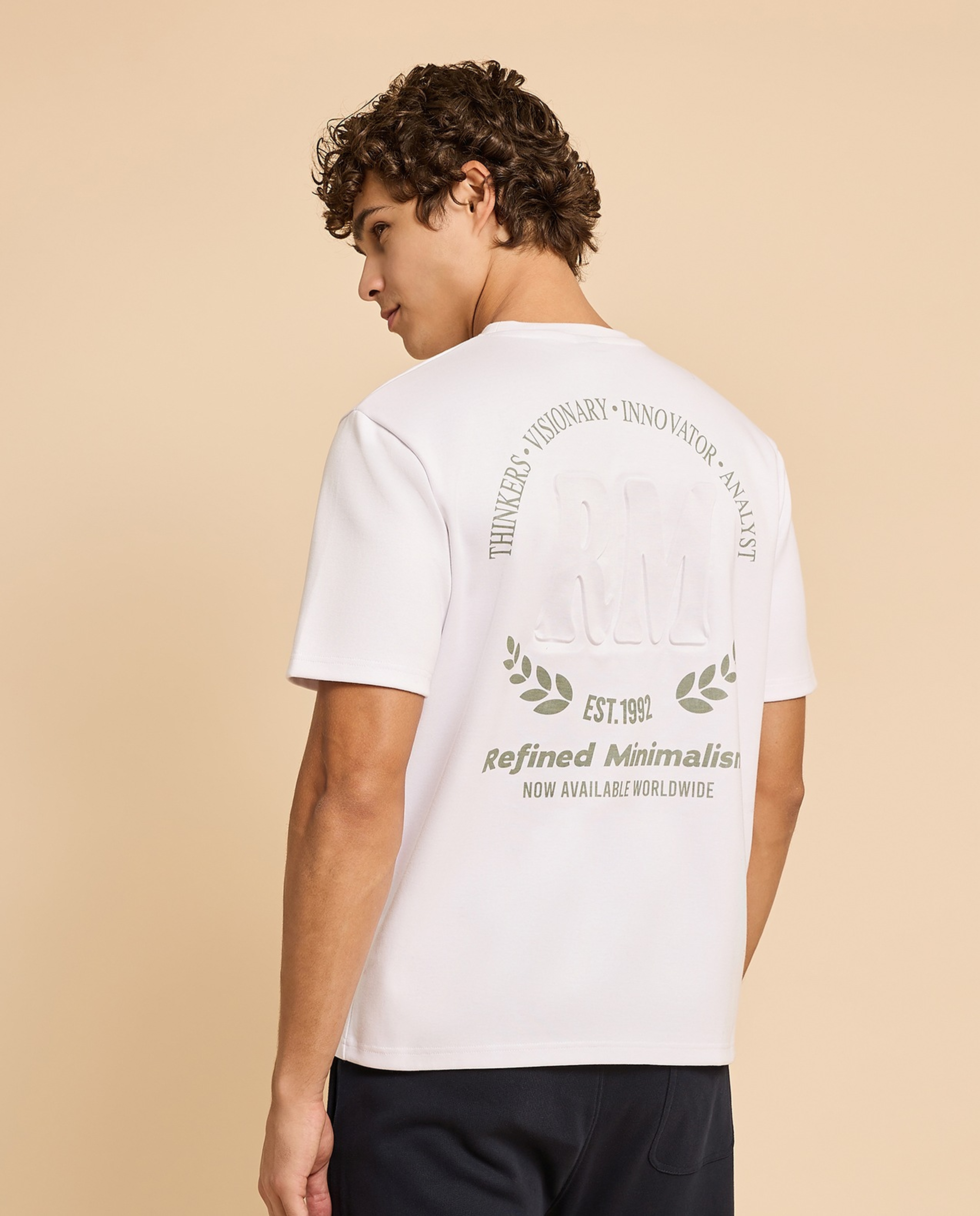 Embossed T-Shirt with Crew Neck and Short Sleeves