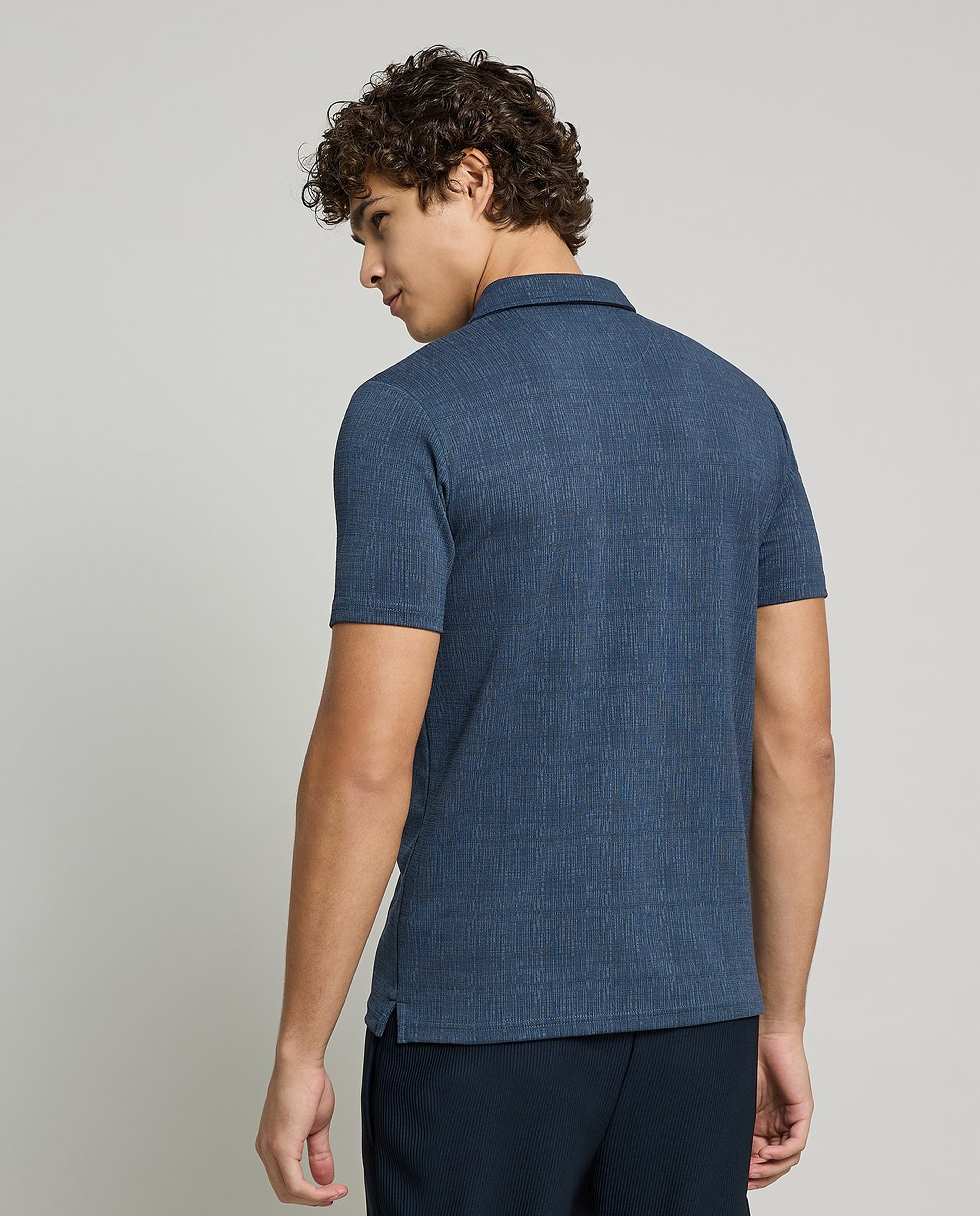 Textured Polo T-Shirt with Short Sleeves