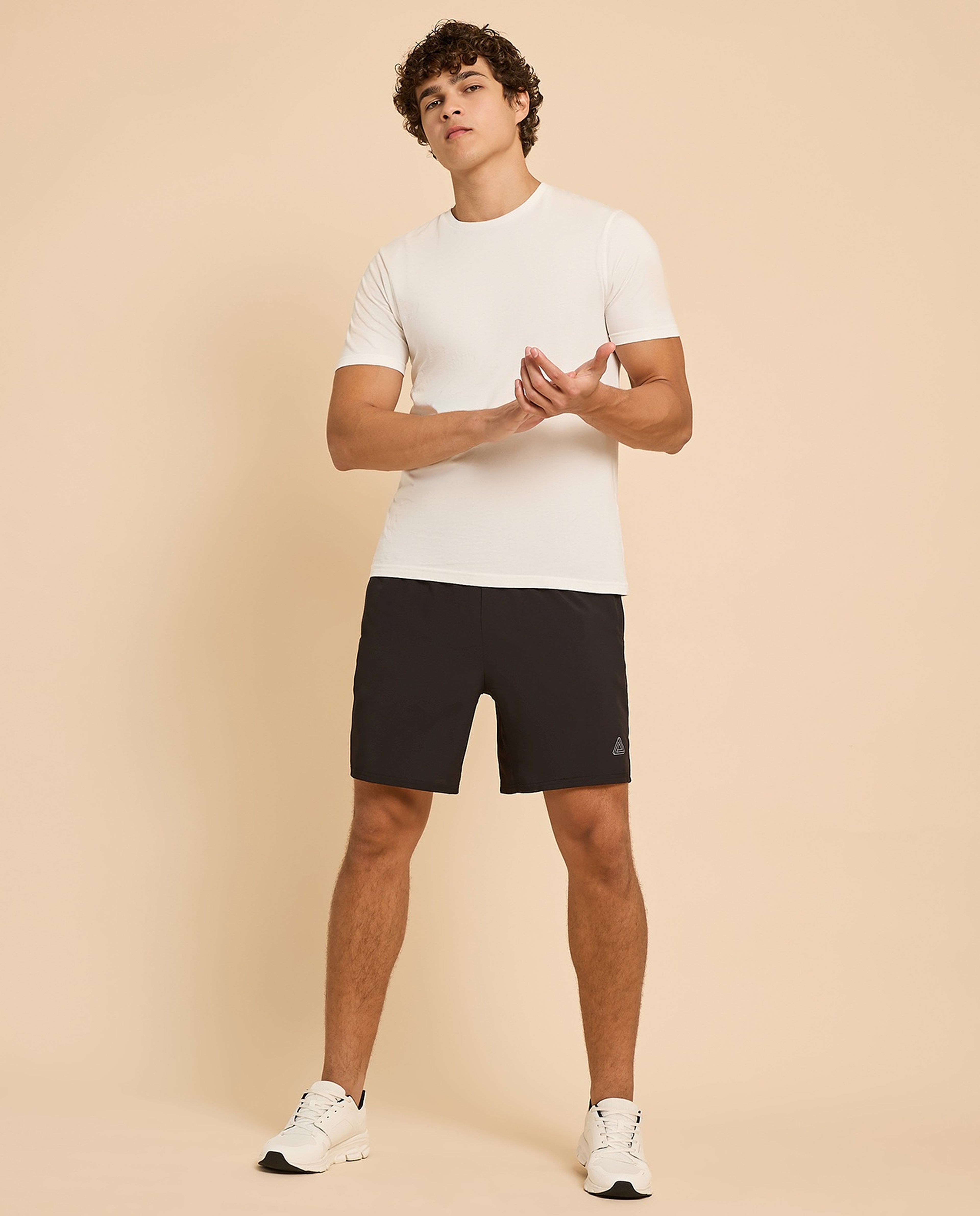 Logo Detail Active Shorts with Elastic Waist