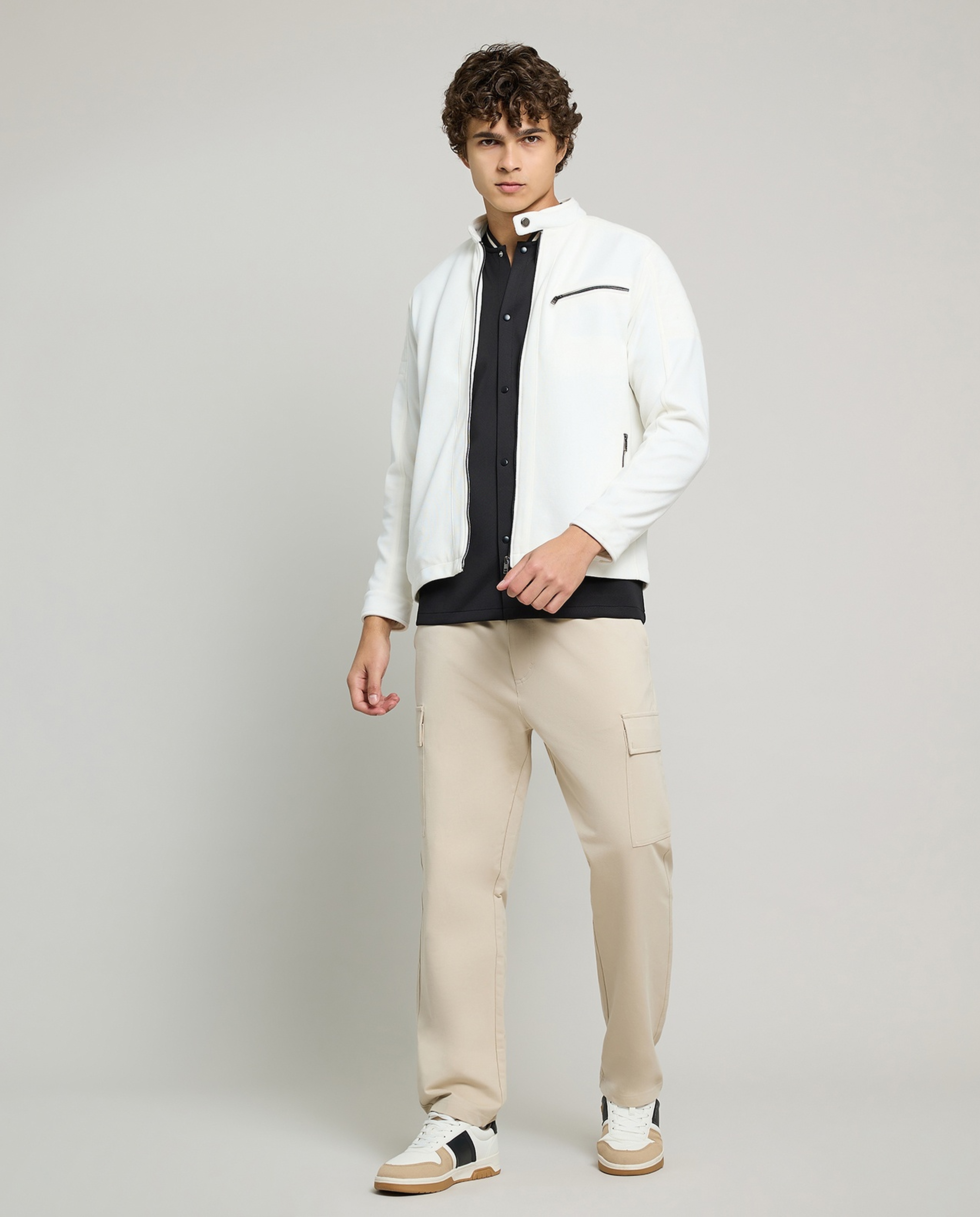 Textured Knit Jacket with Zipper Closure