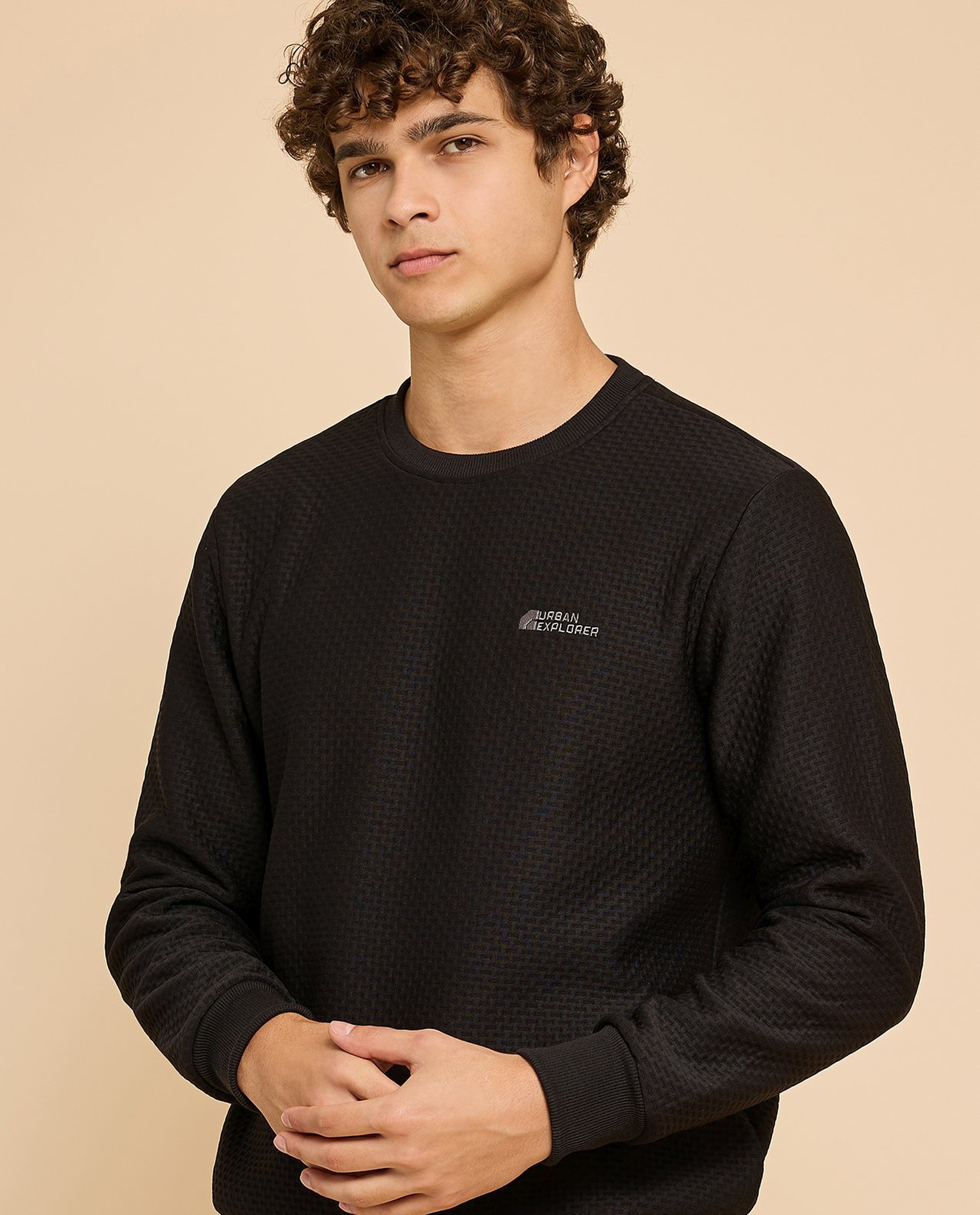 Print Detail Sweatshirt with Crew Neck and Long Sleeves