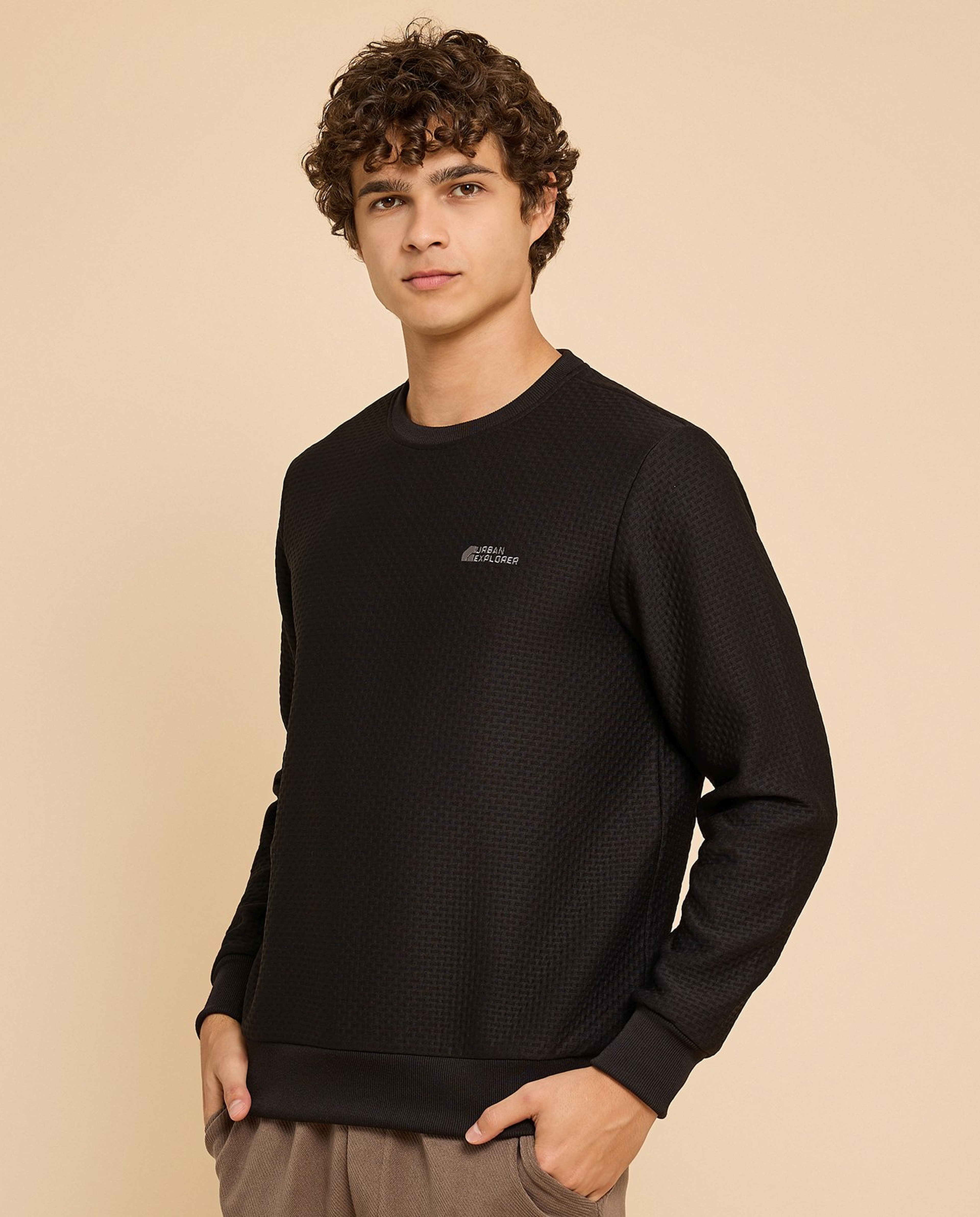 Print Detail Sweatshirt with Crew Neck and Long Sleeves