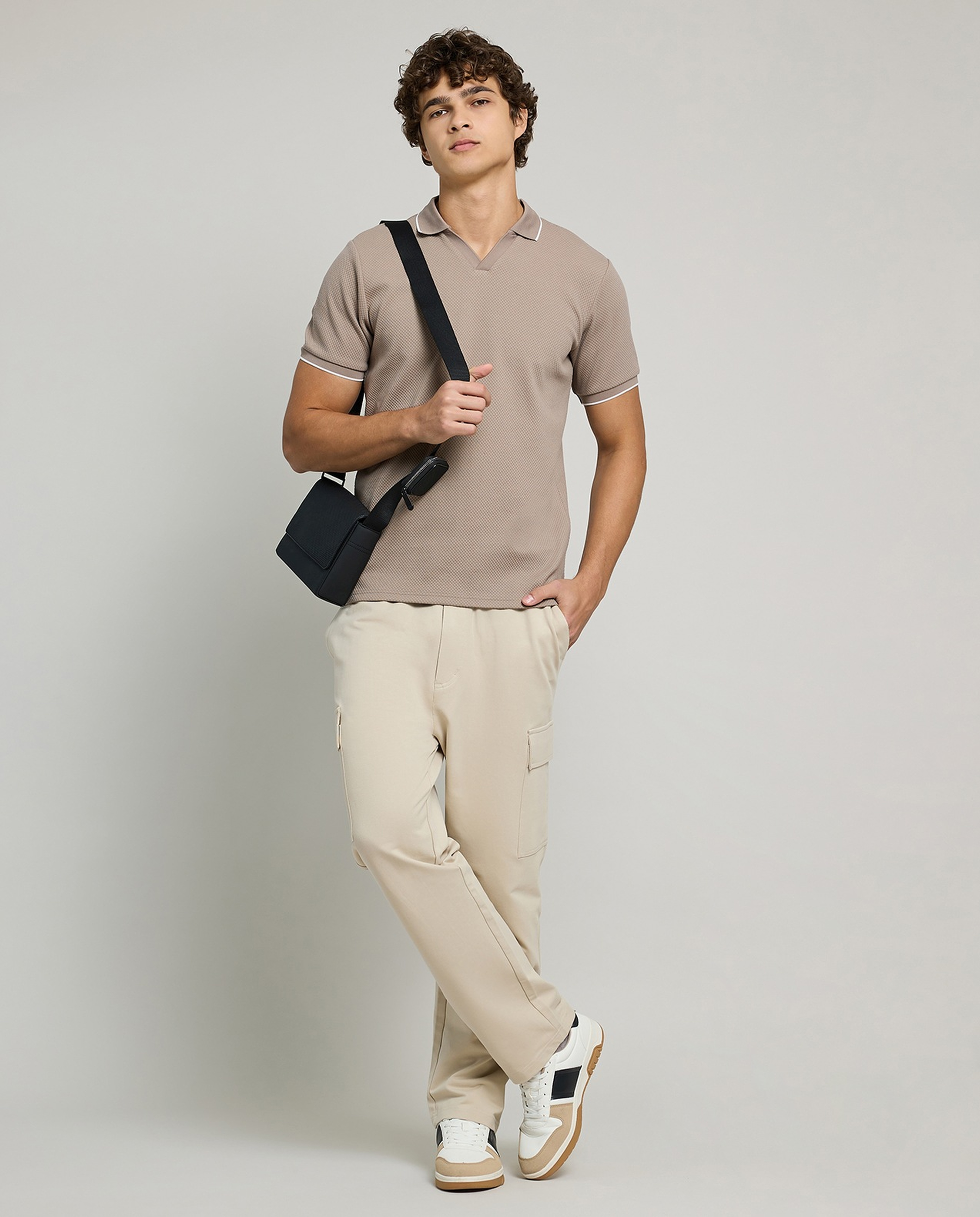 Contrast Trim Polo T-Shirt with Short Sleeves