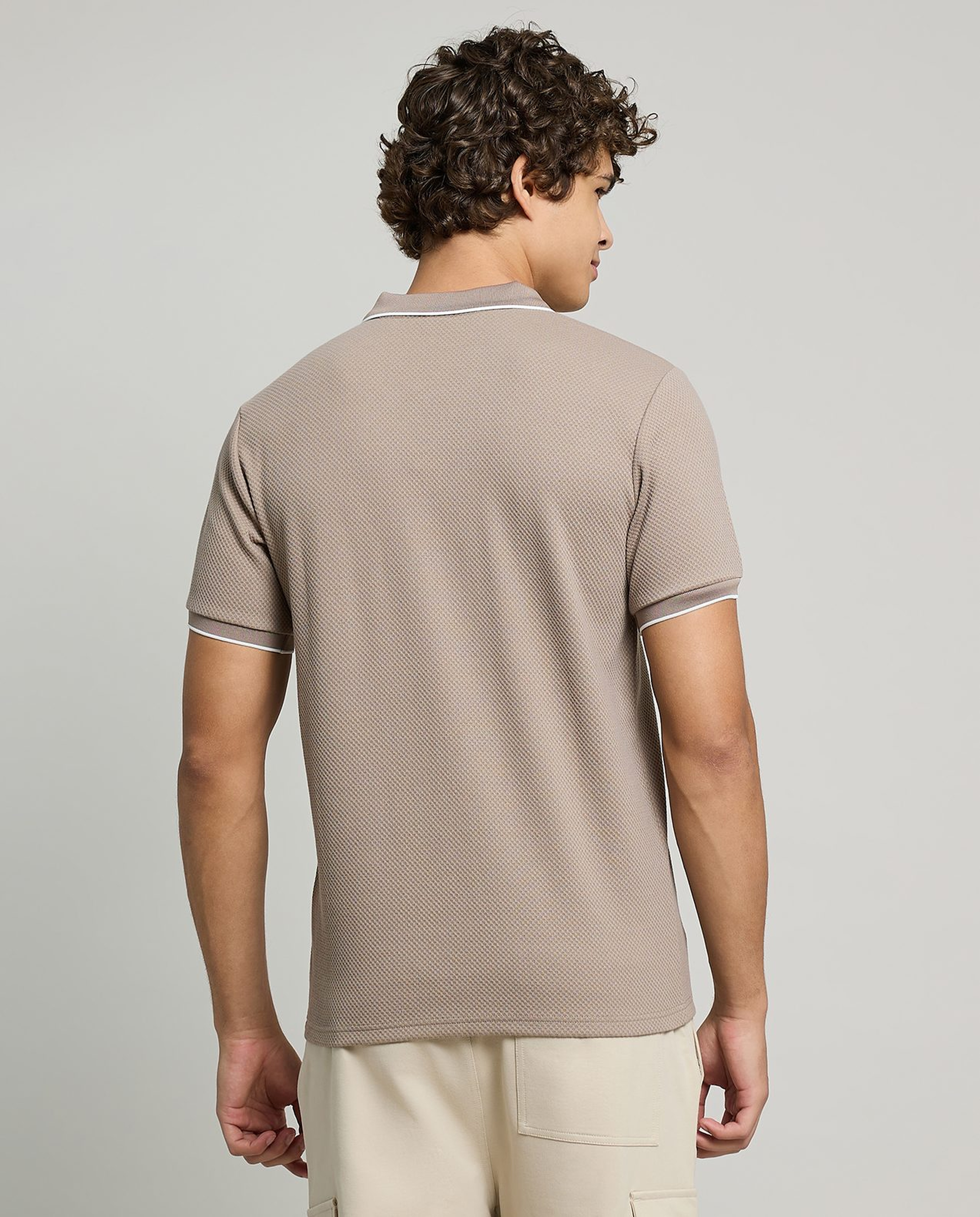 Contrast Trim Polo T-Shirt with Short Sleeves