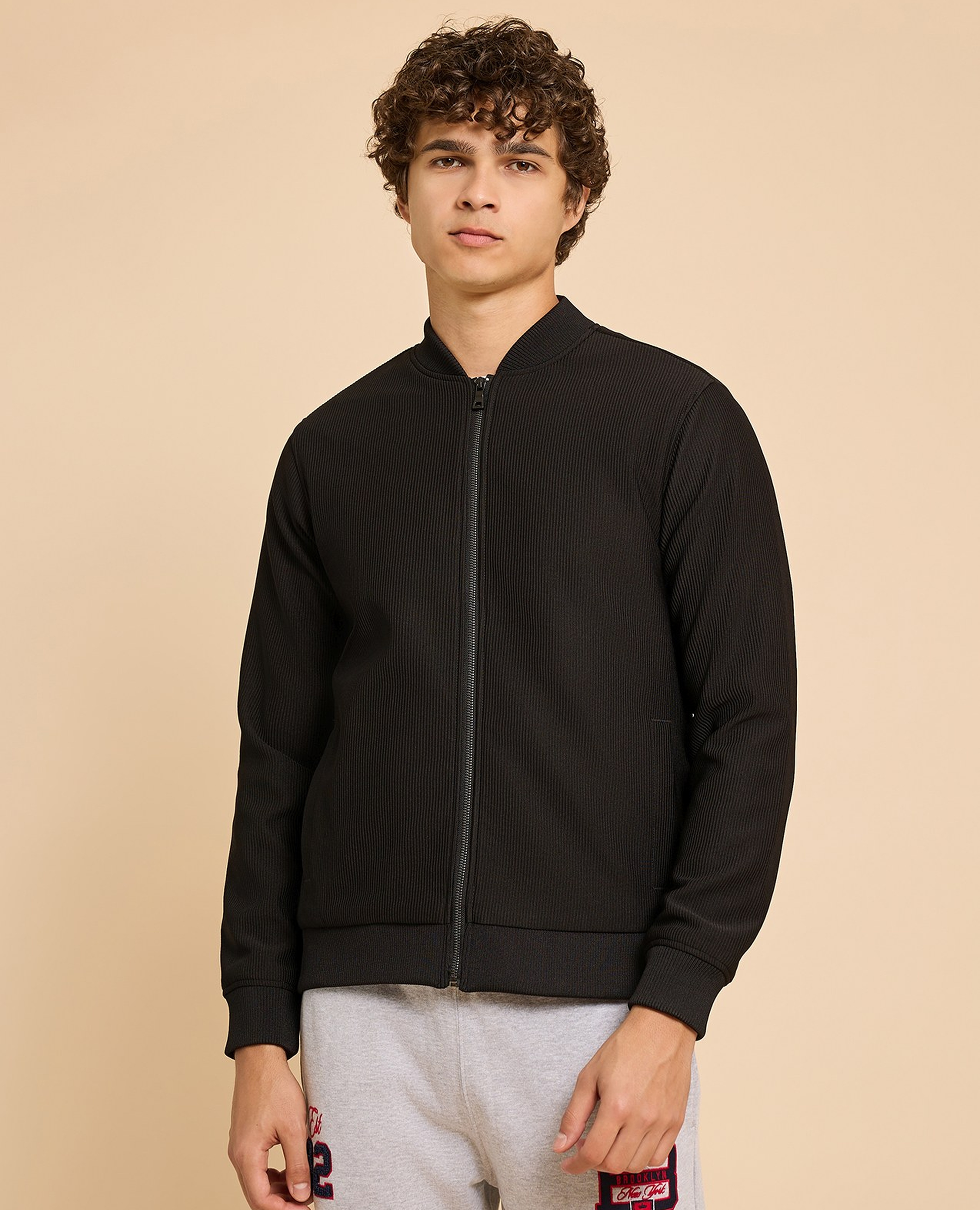 Solid Jacket with Zipper Closure