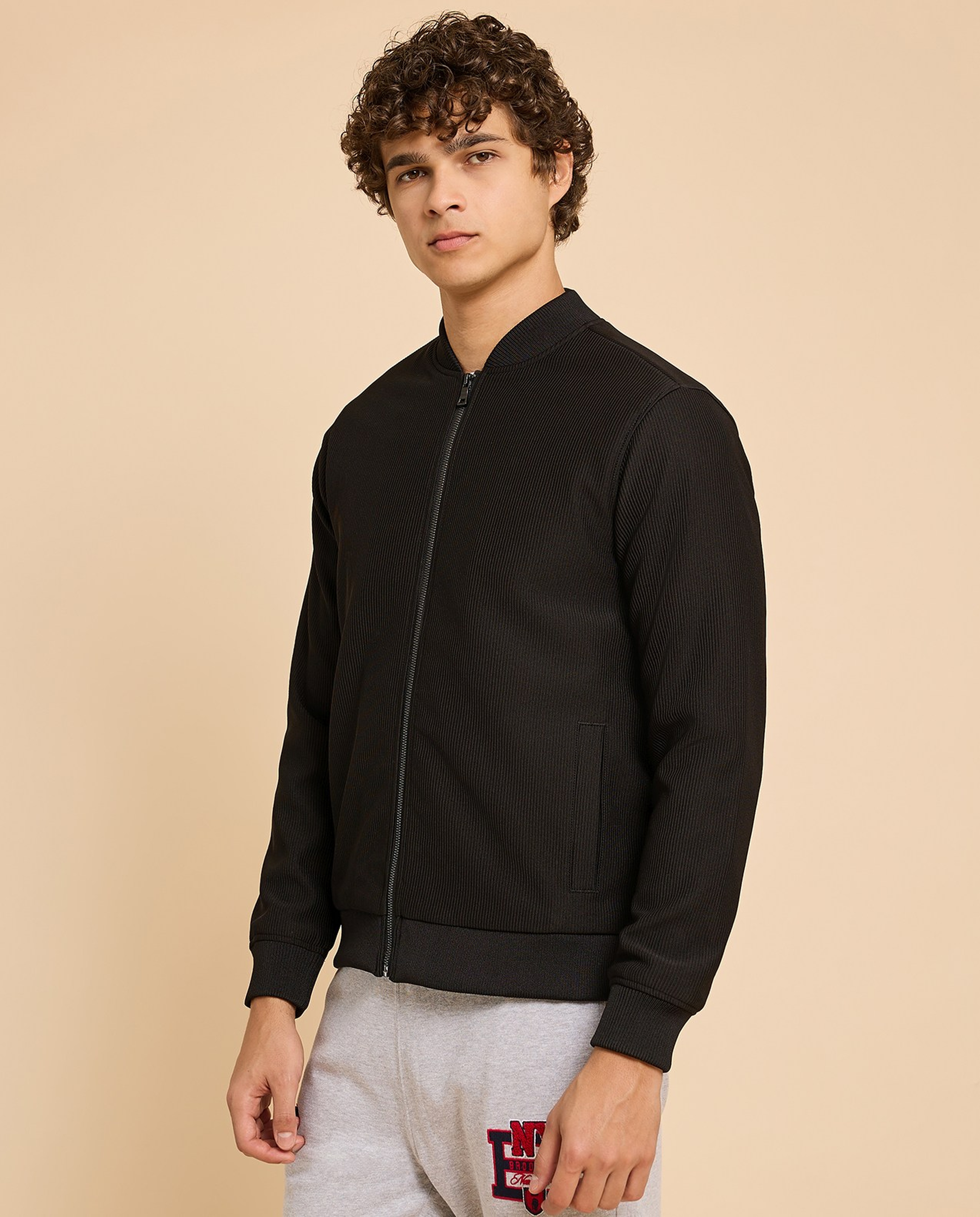 Solid Jacket with Zipper Closure