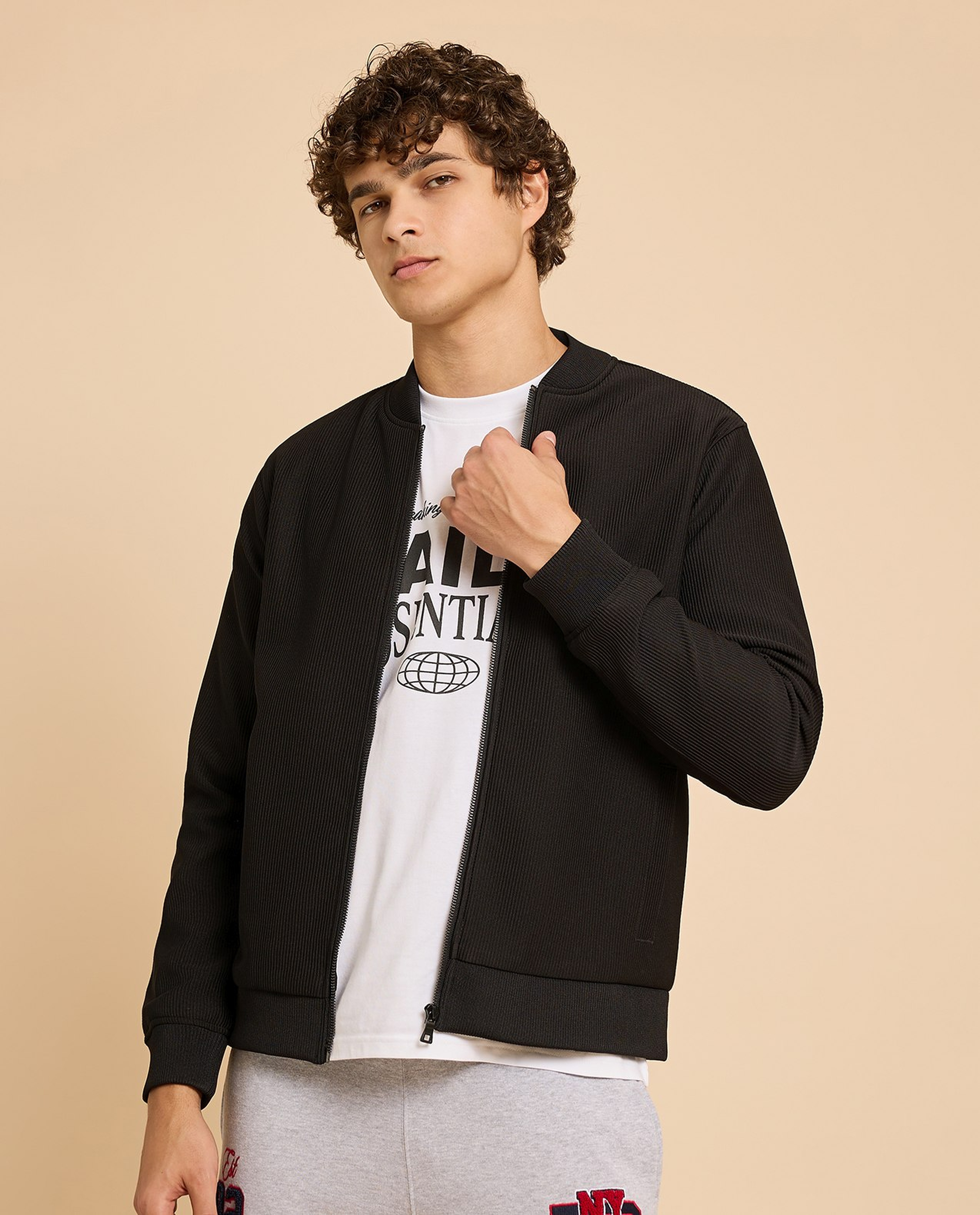 Solid Jacket with Zipper Closure