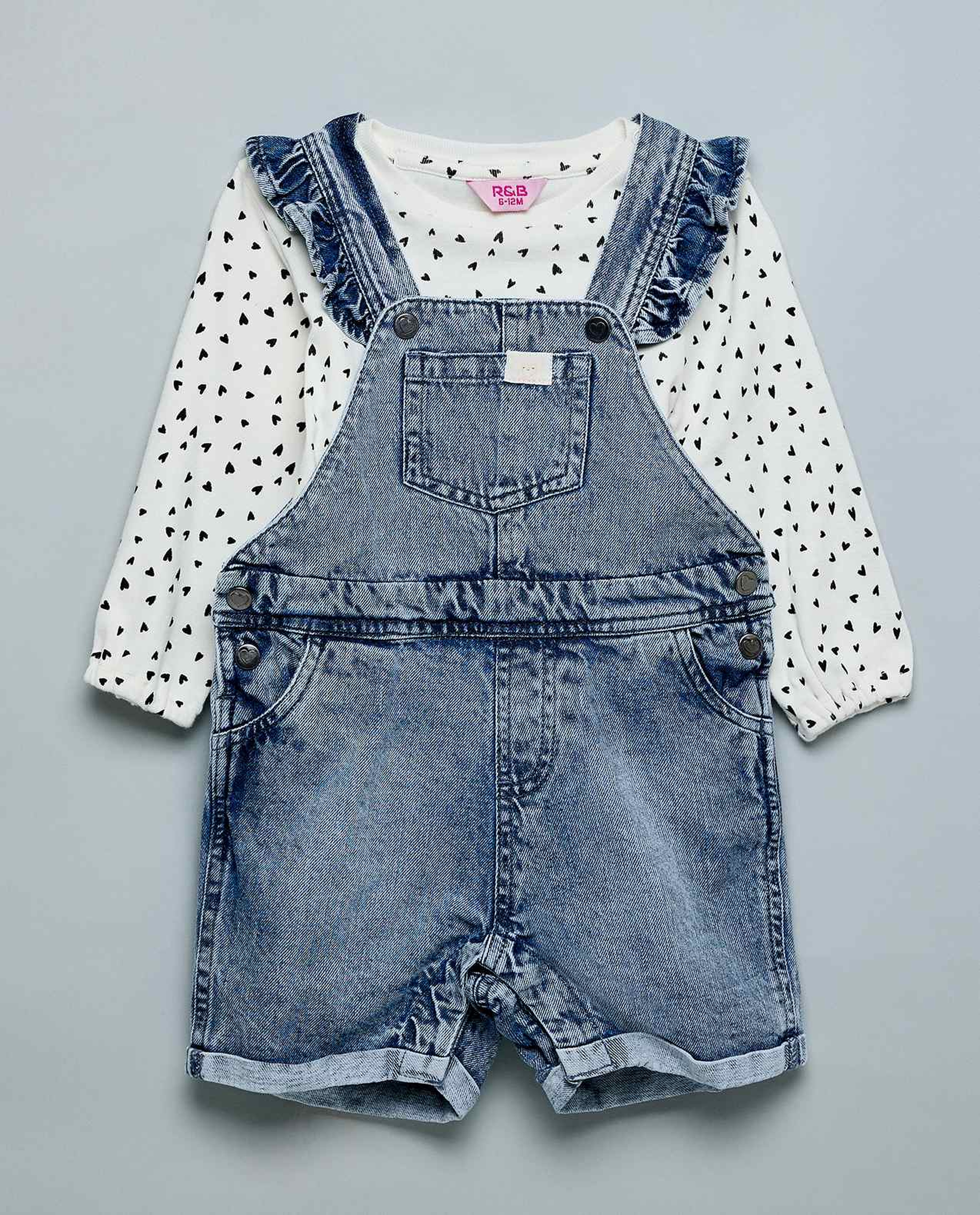 Printed T-Shirt and Dungaree Set