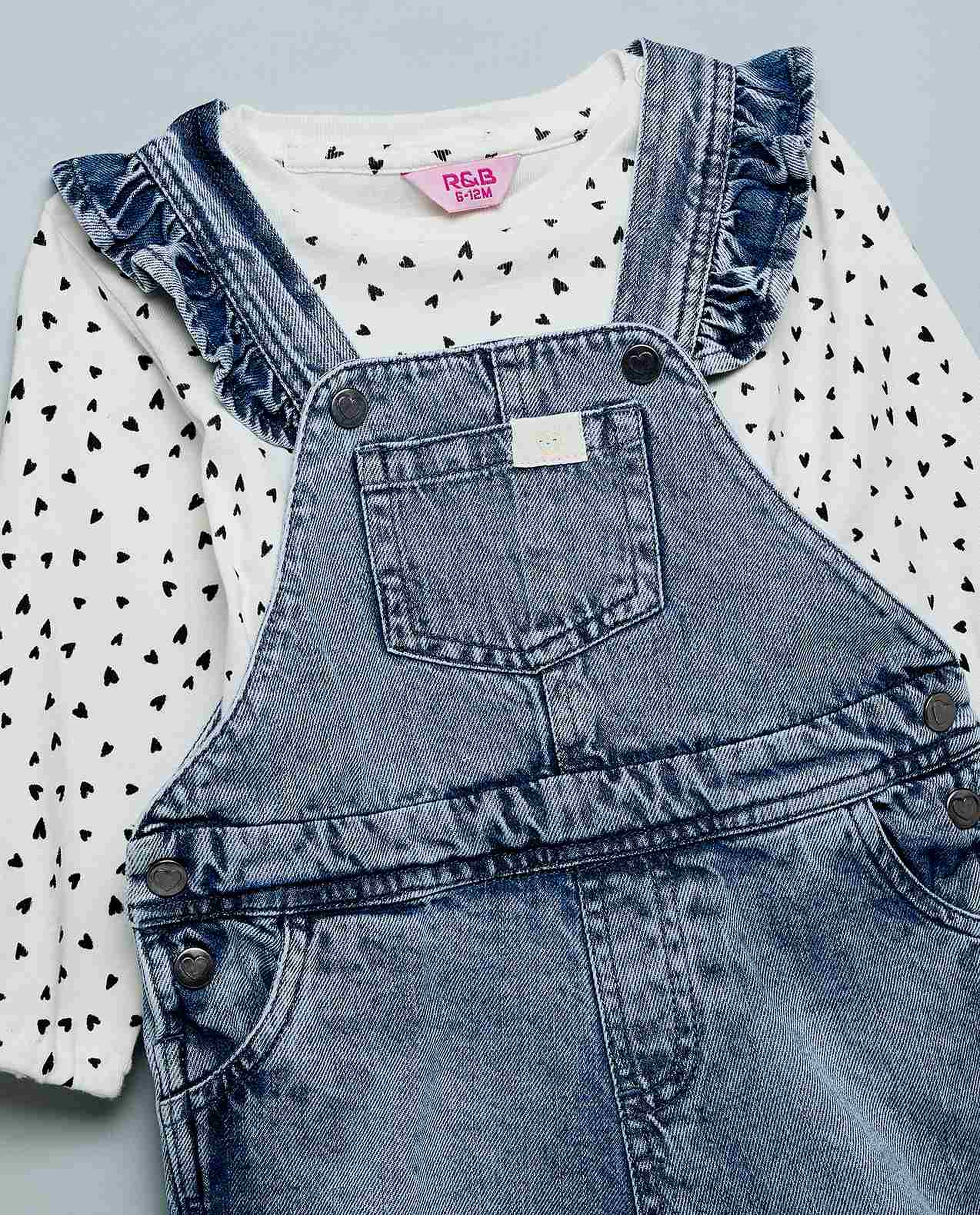Printed T-Shirt and Dungaree Set