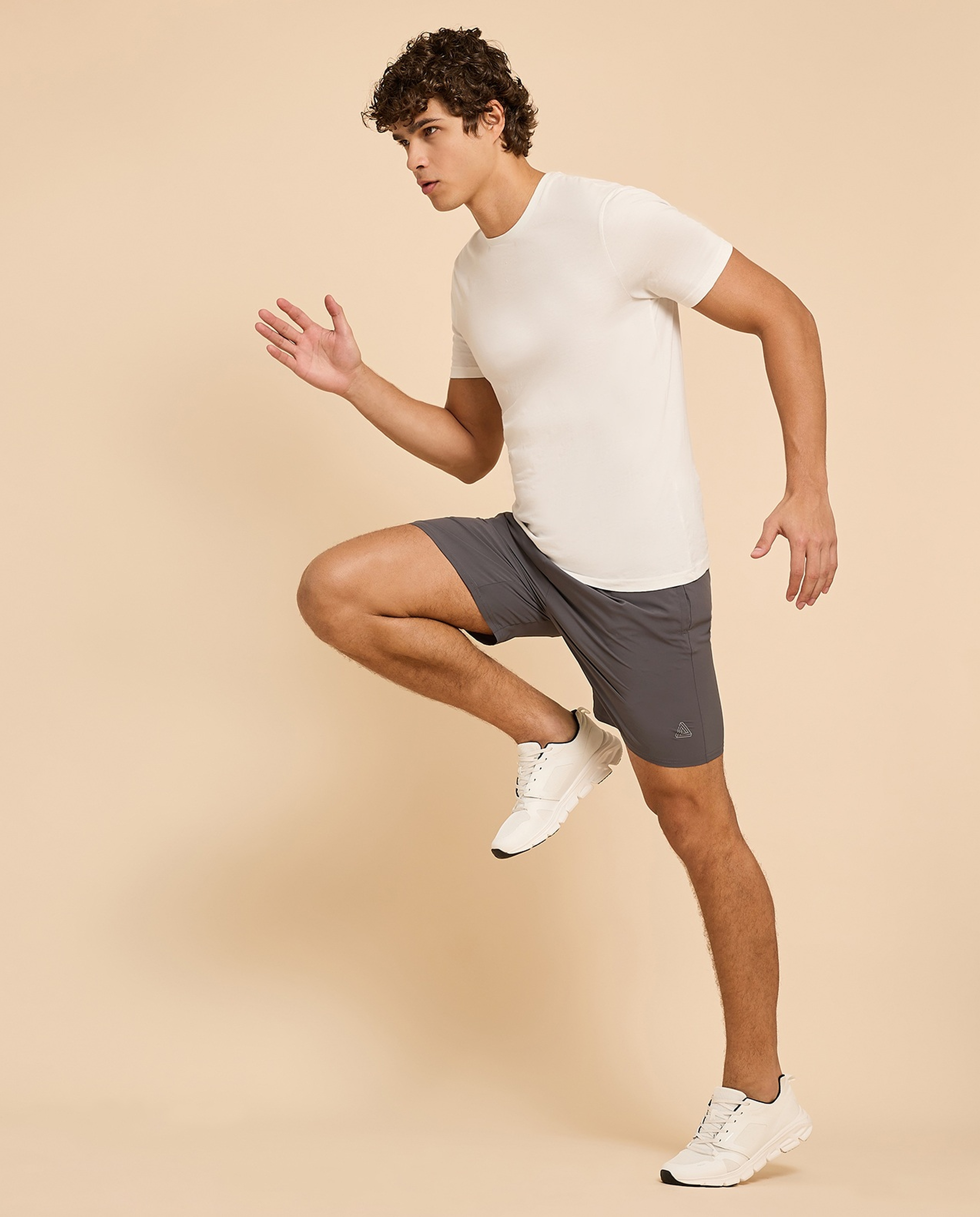 Logo Detail Active Shorts with Elastic Waist