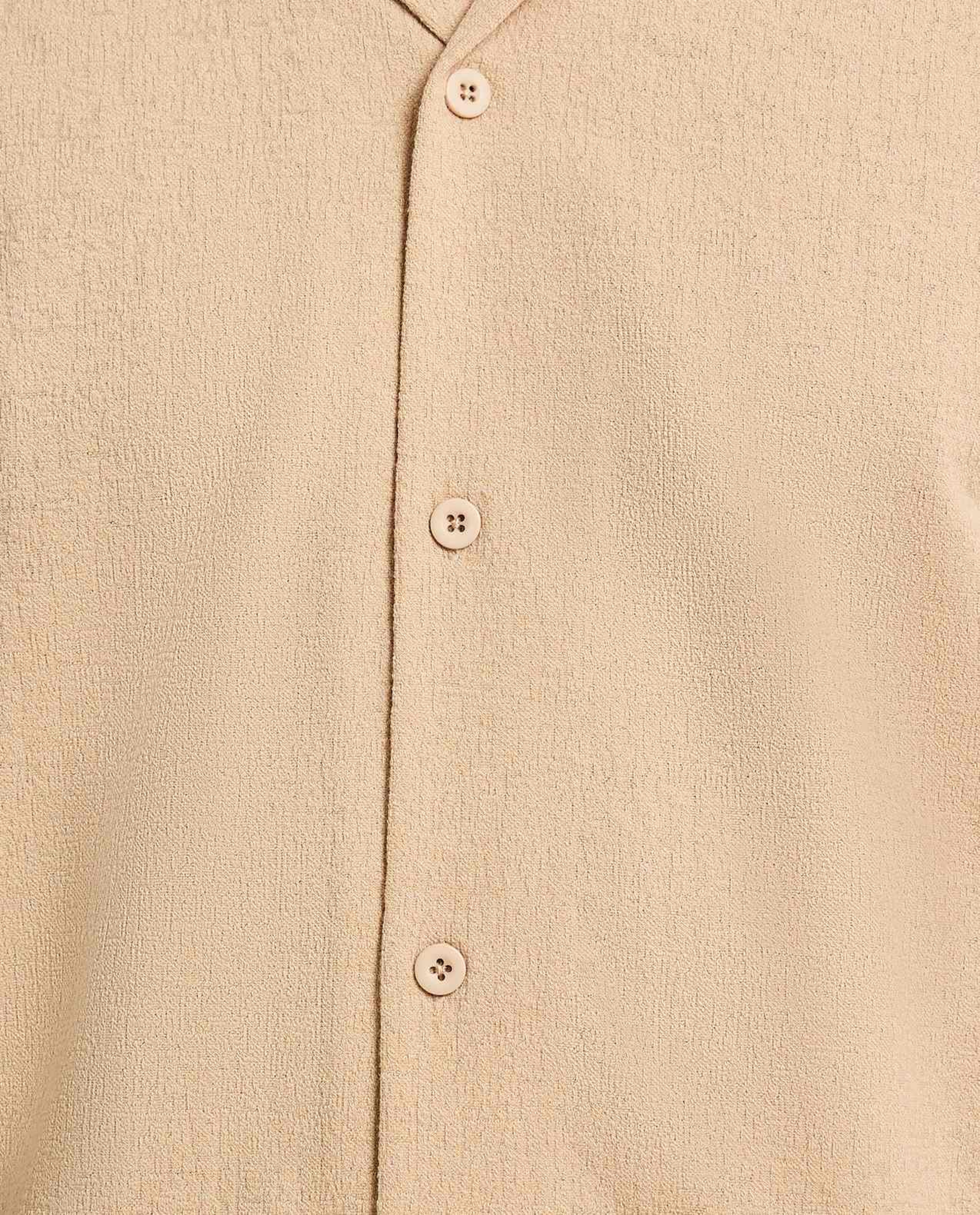 Textured Shirt with Revere Collar and Short Sleeves