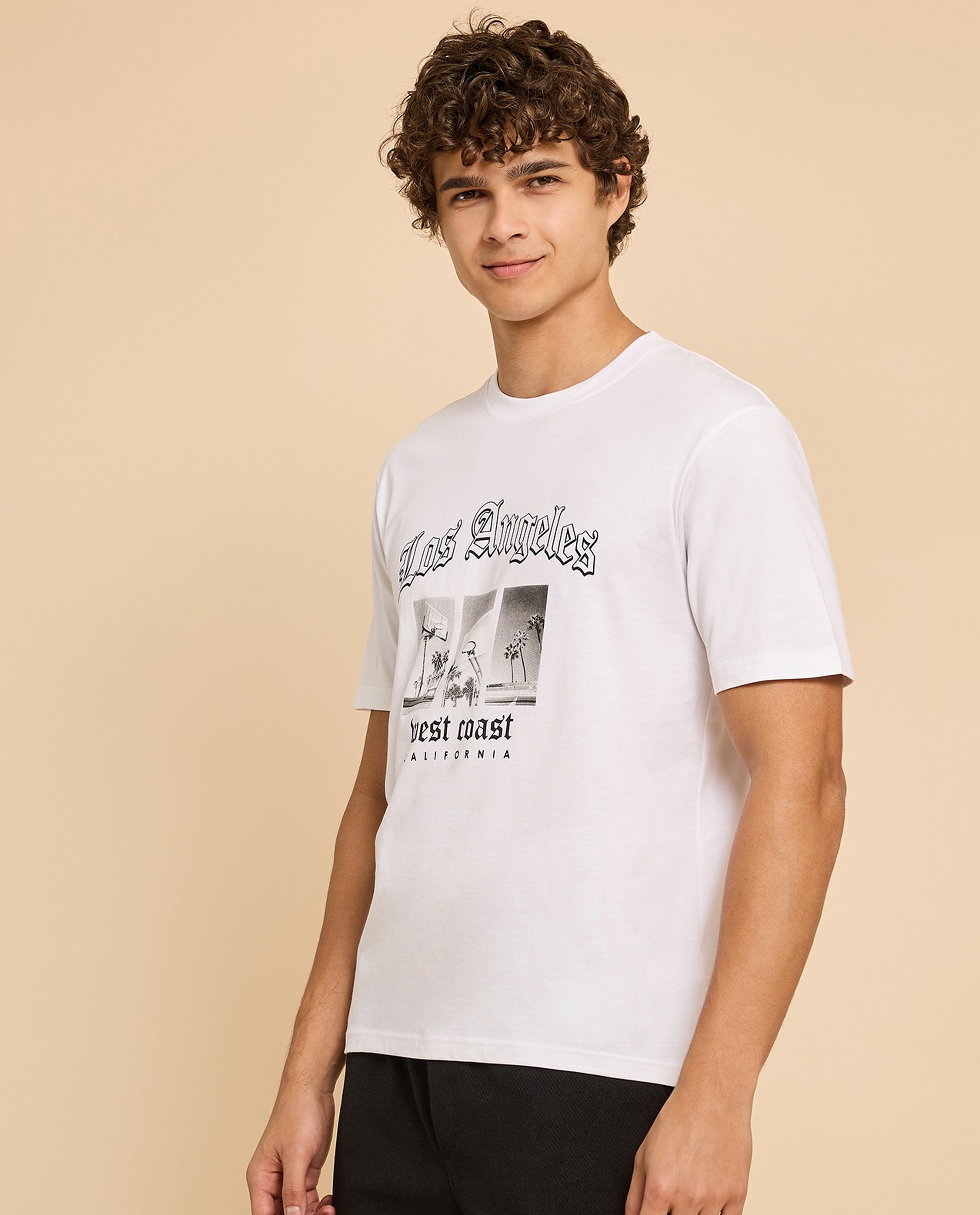 Printed T-Shirt with Crew Neck and Short Sleeves