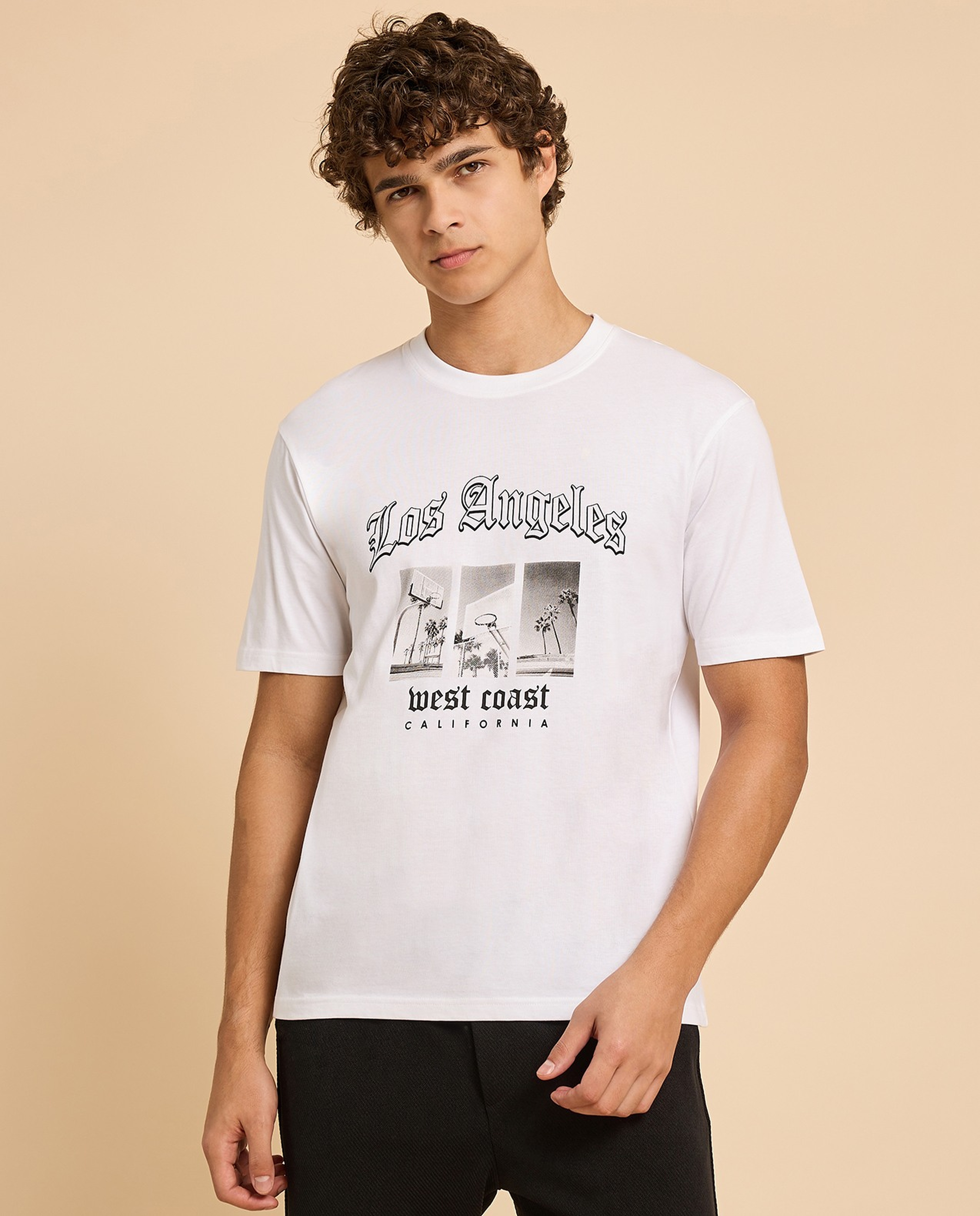 Printed T-Shirt with Crew Neck and Short Sleeves
