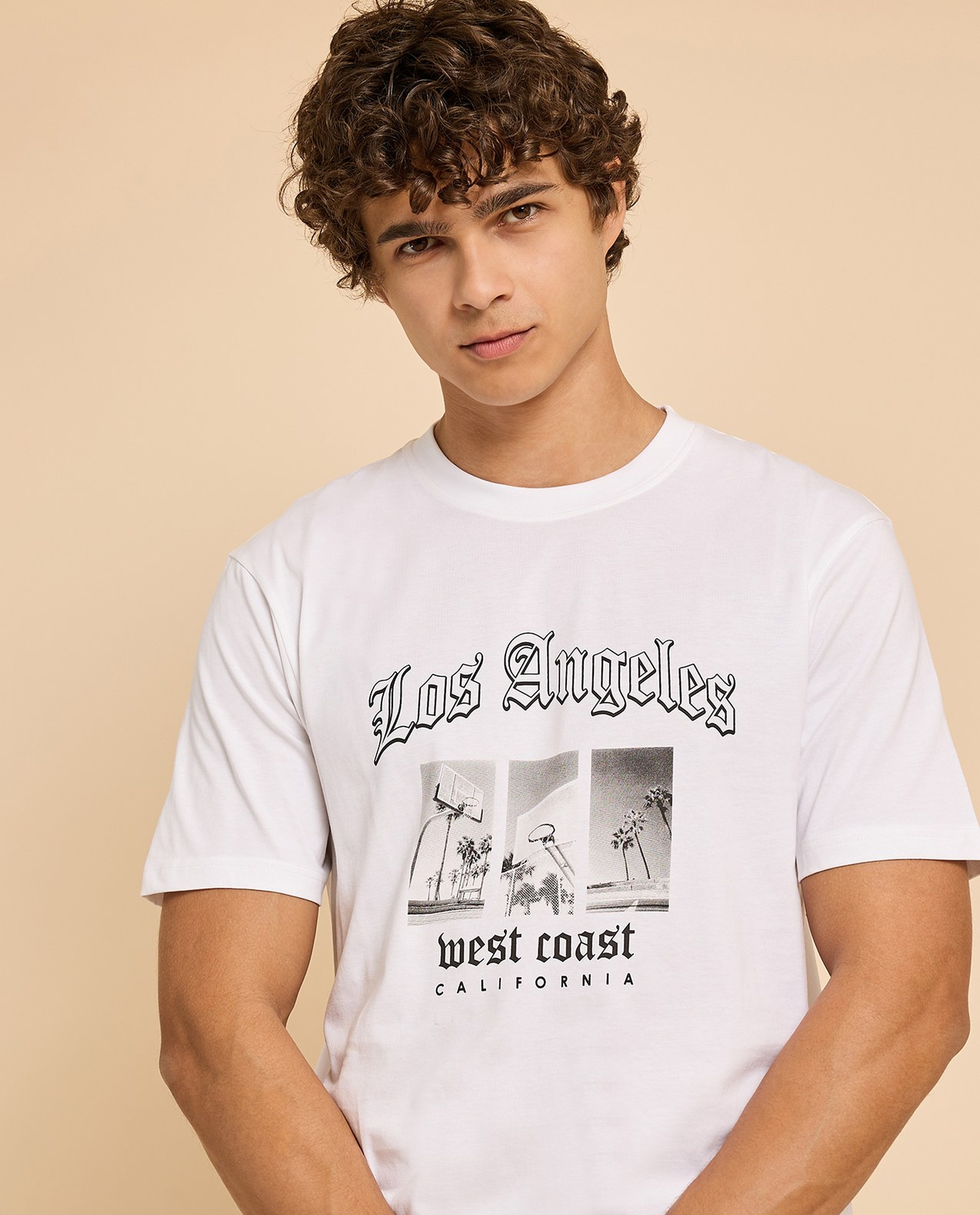 Printed T-Shirt with Crew Neck and Short Sleeves