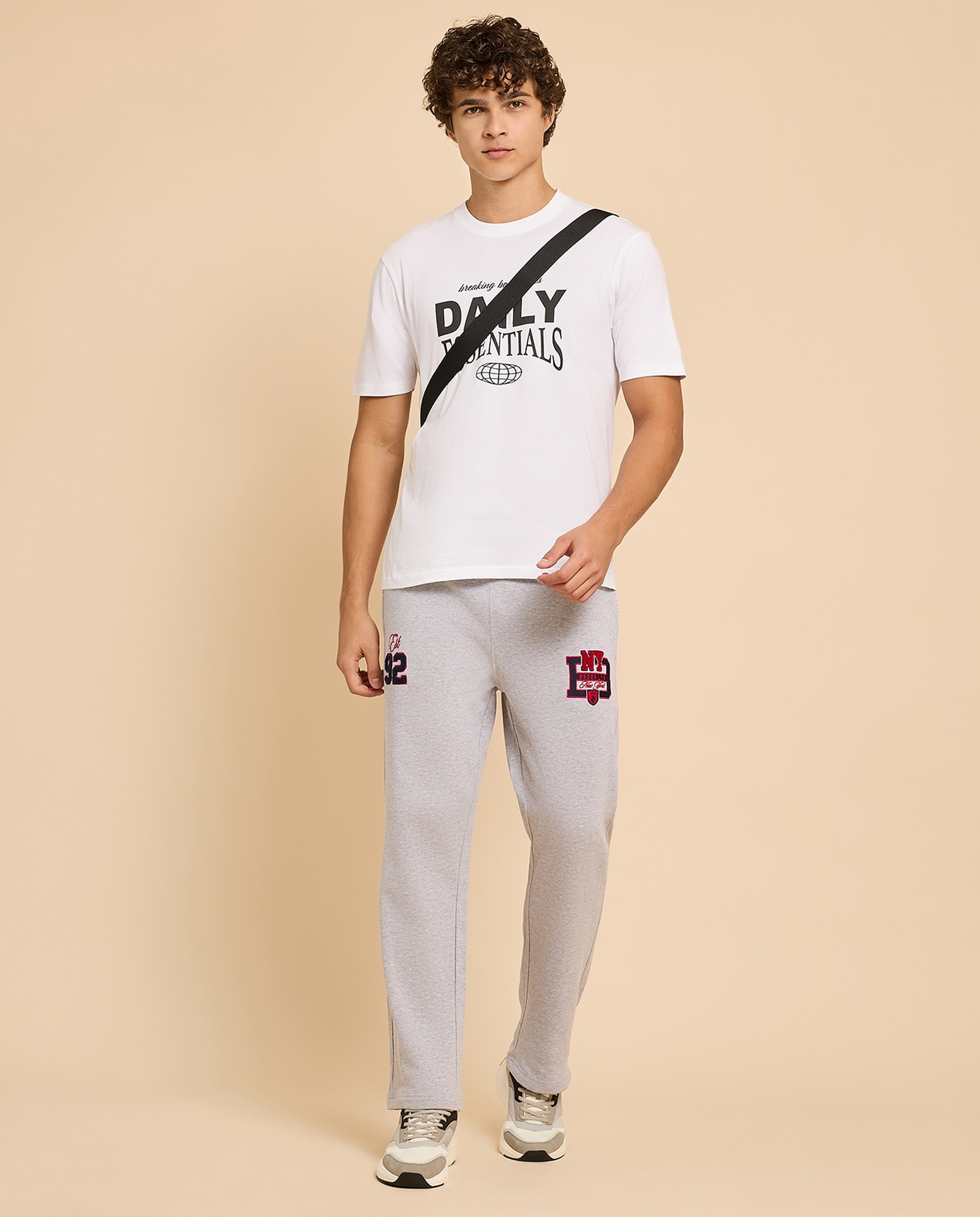 Typography Print T-Shirt with Crew Neck and Short Sleeves