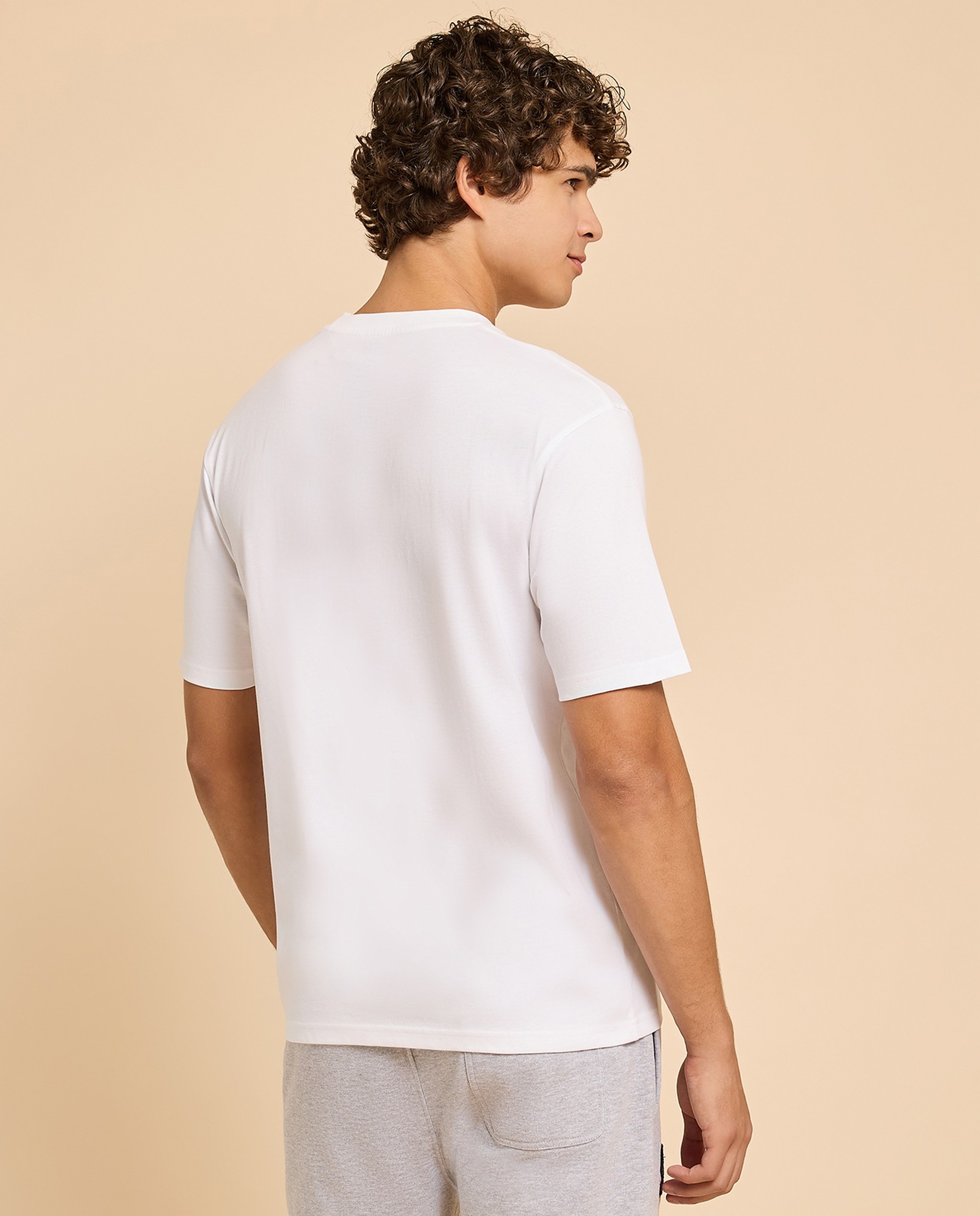 Typography Print T-Shirt with Crew Neck and Short Sleeves