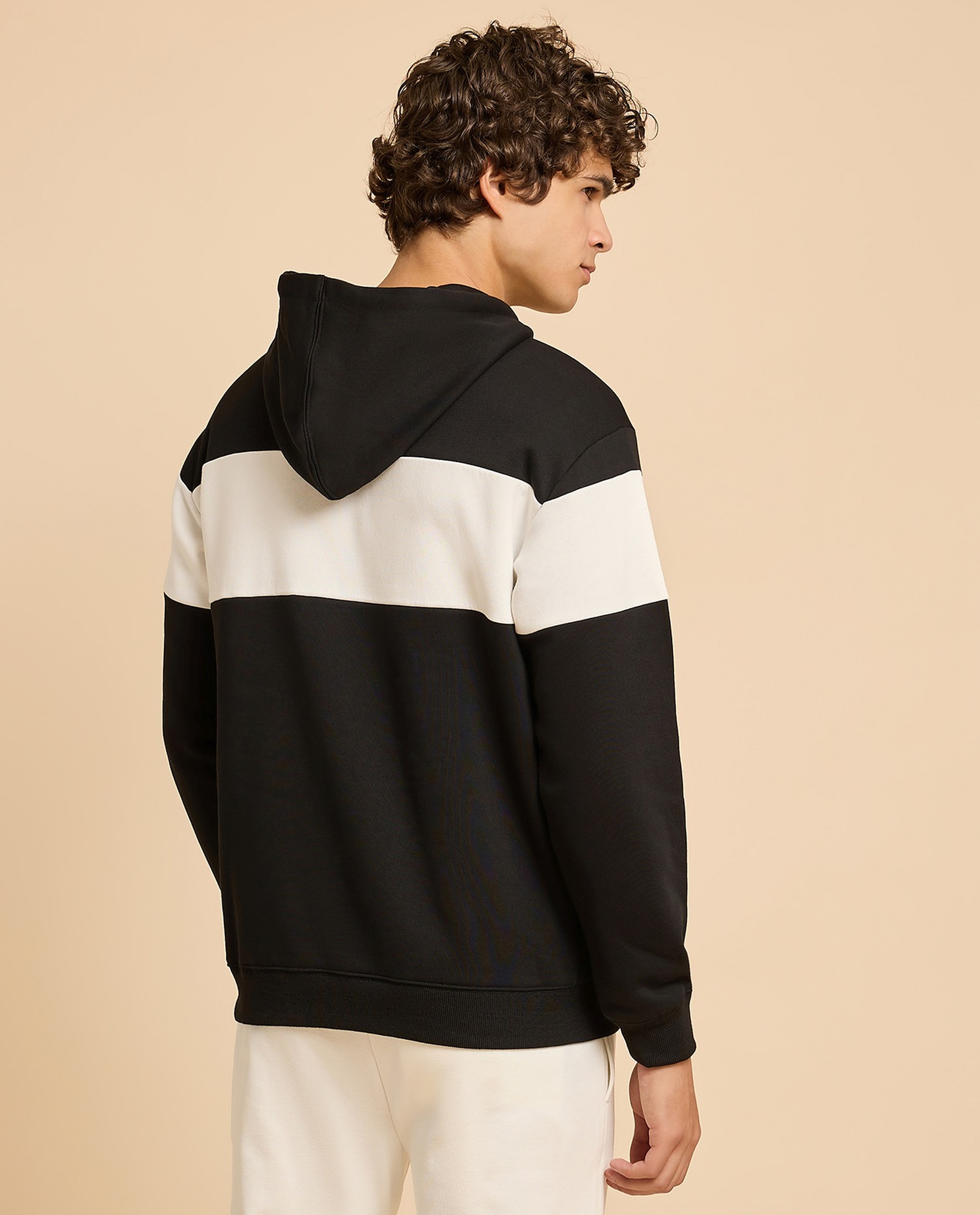Color Block Hoodie with Long Sleeves