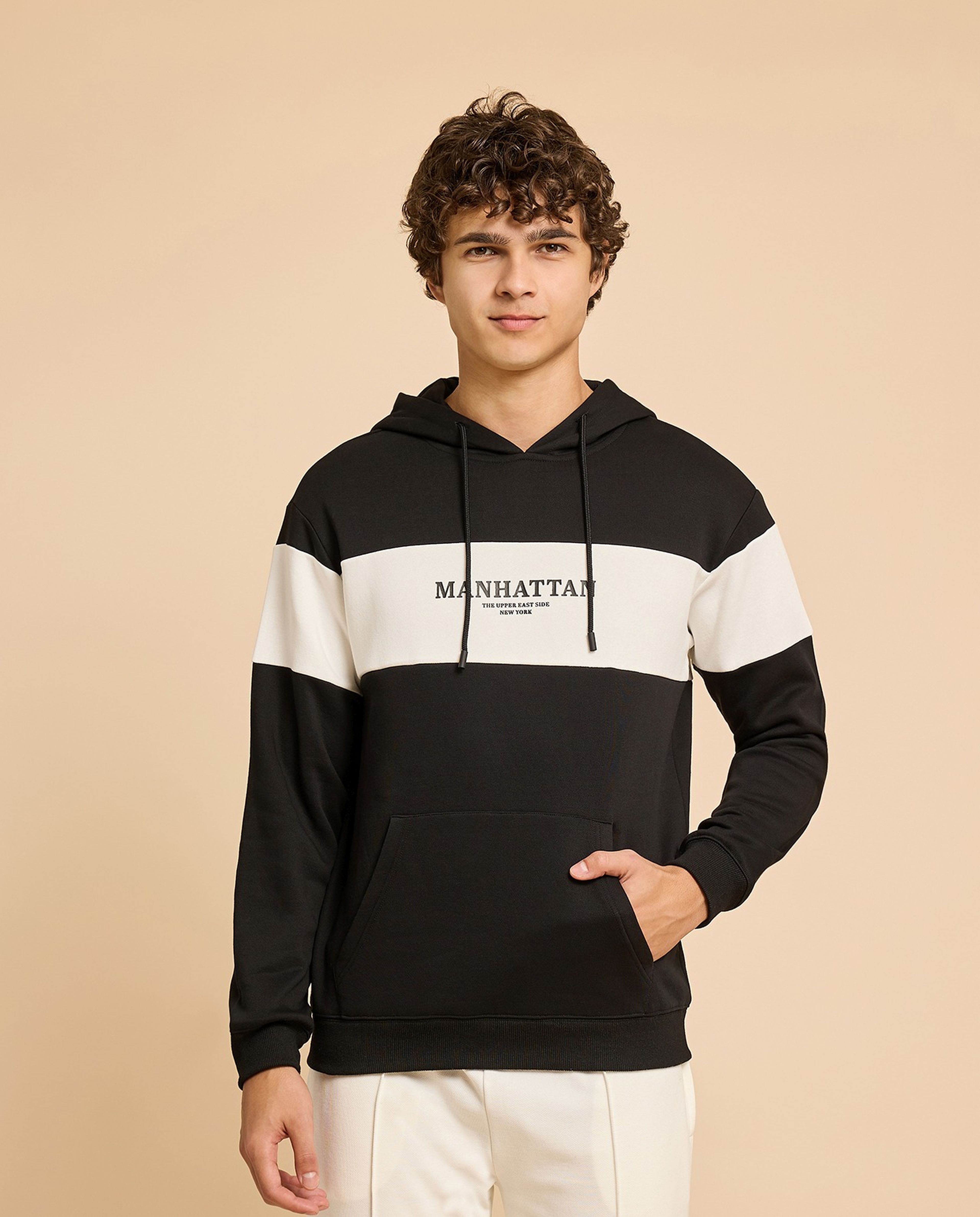 Color Block Hoodie with Long Sleeves