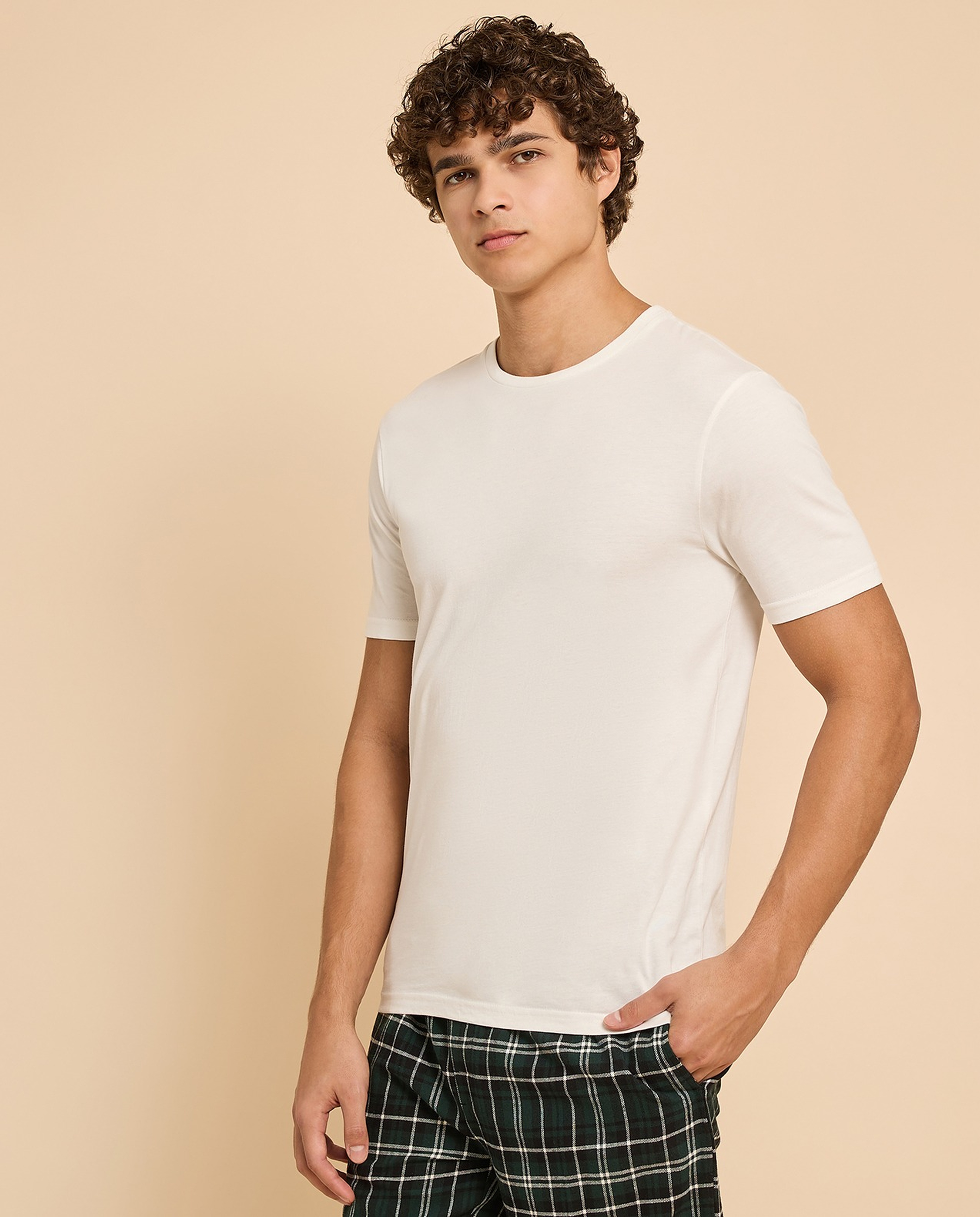 Solid T-Shirt with Crew Neck and Short Sleeves