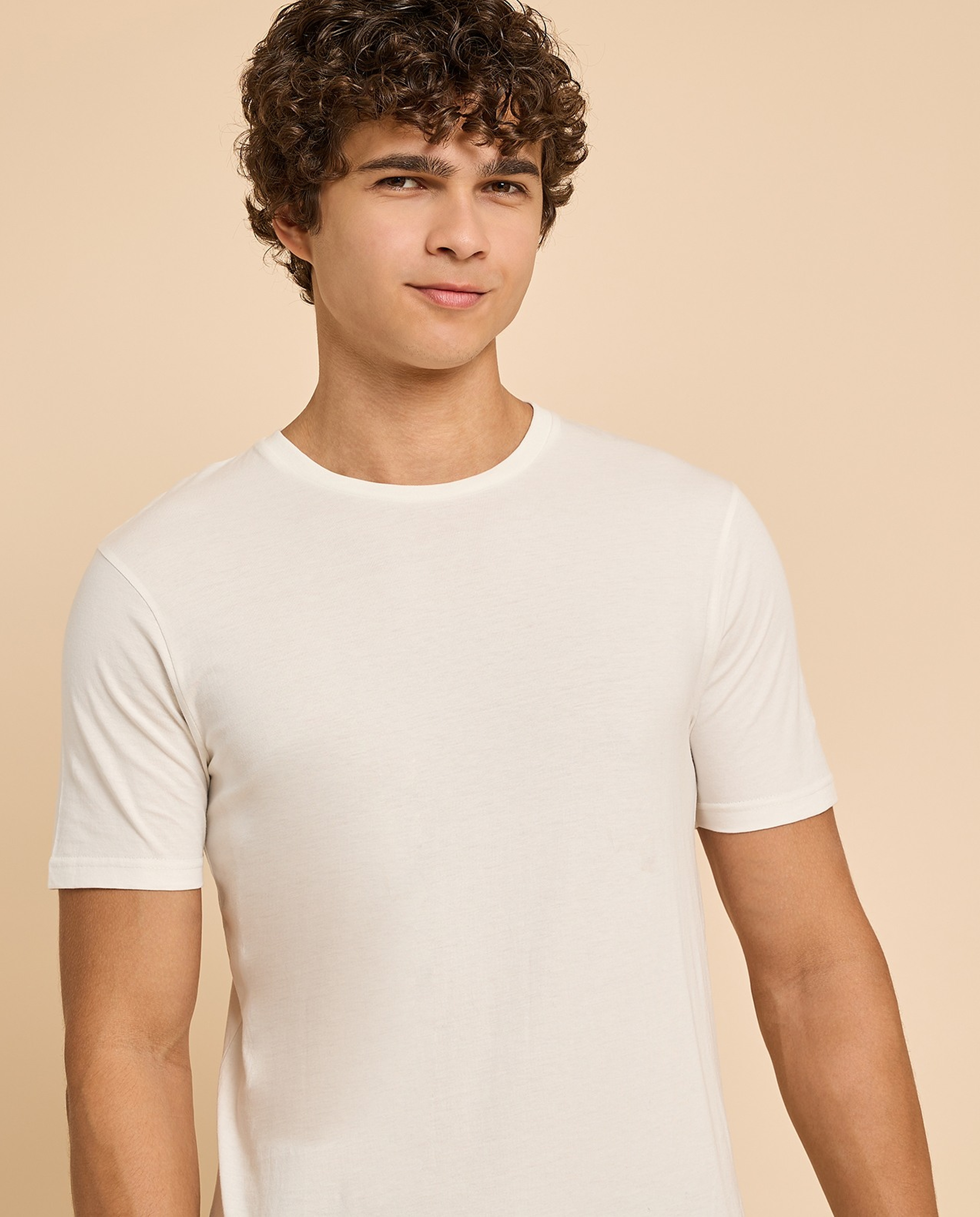Solid T-Shirt with Crew Neck and Short Sleeves