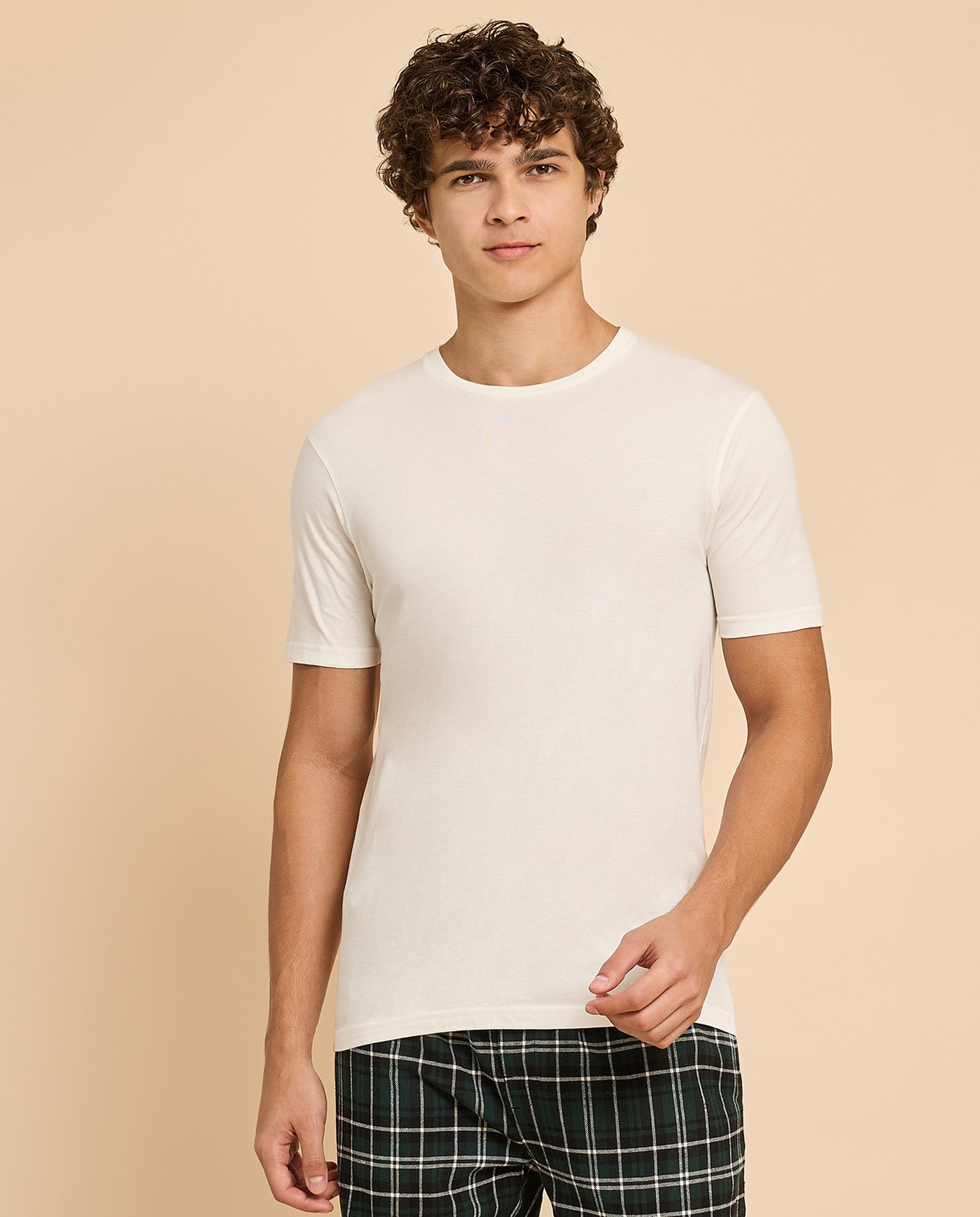 Solid T-Shirt with Crew Neck and Short Sleeves
