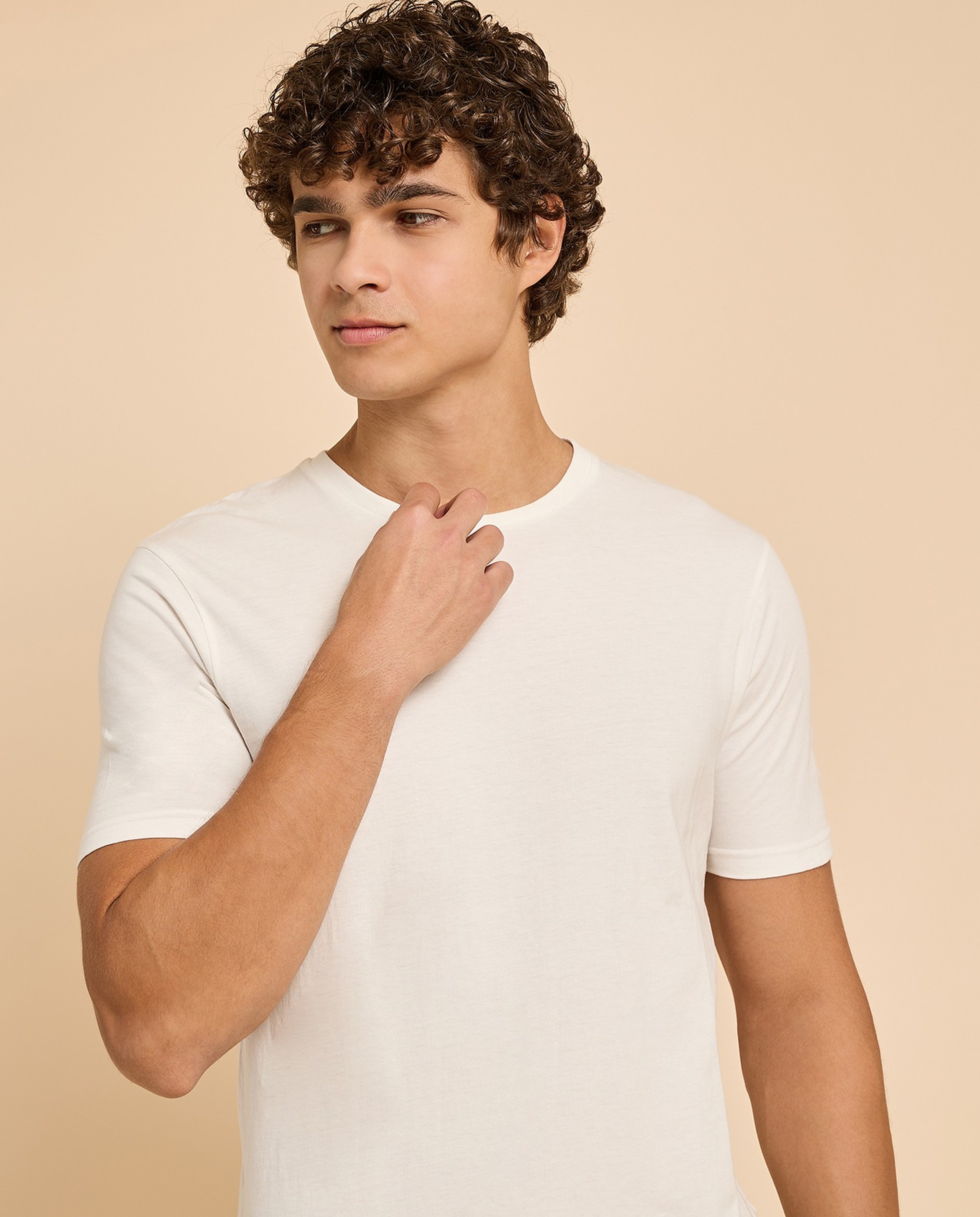 Solid T-Shirt with Crew Neck and Short Sleeves