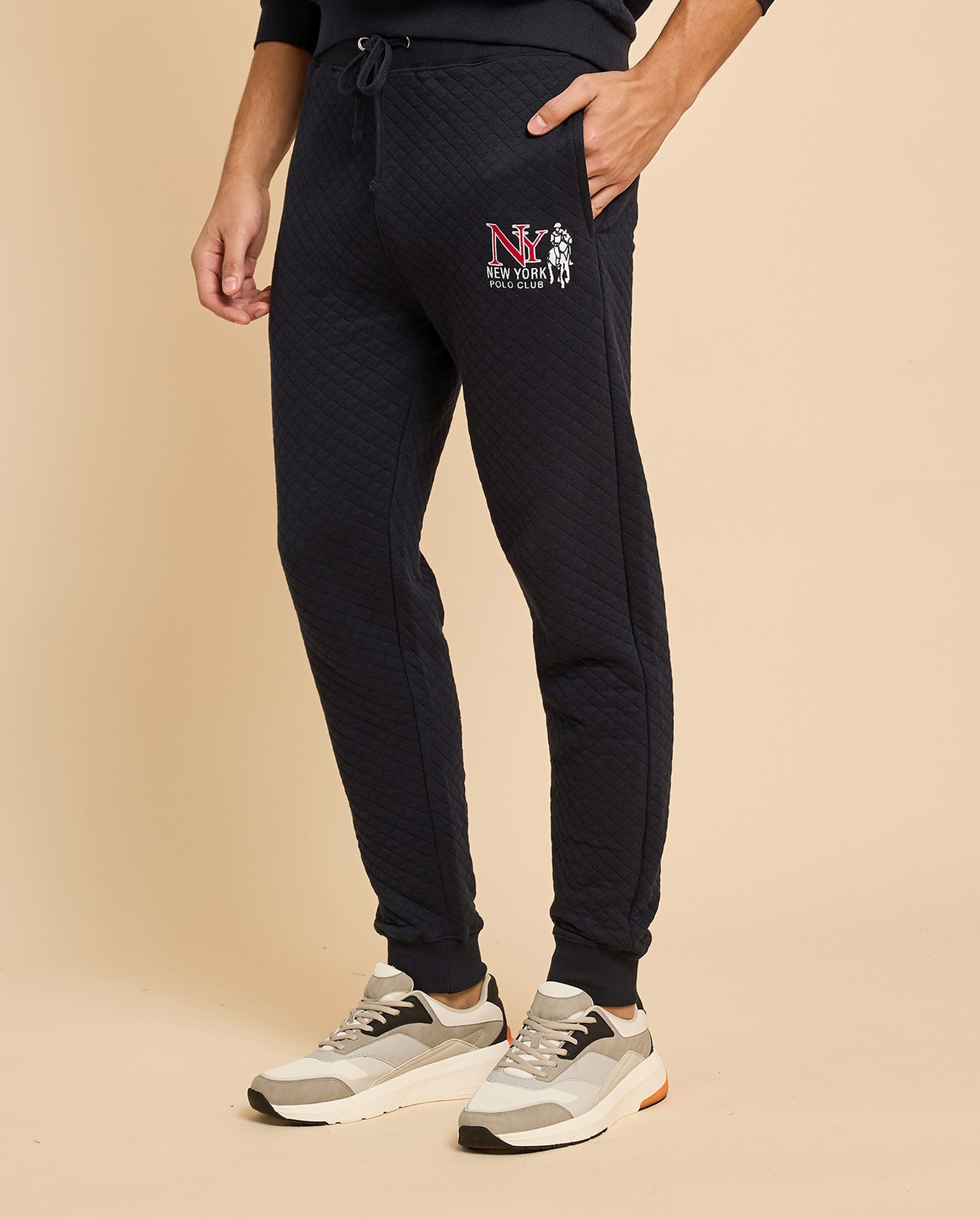 Quilted Joggers with Drawstring Waist