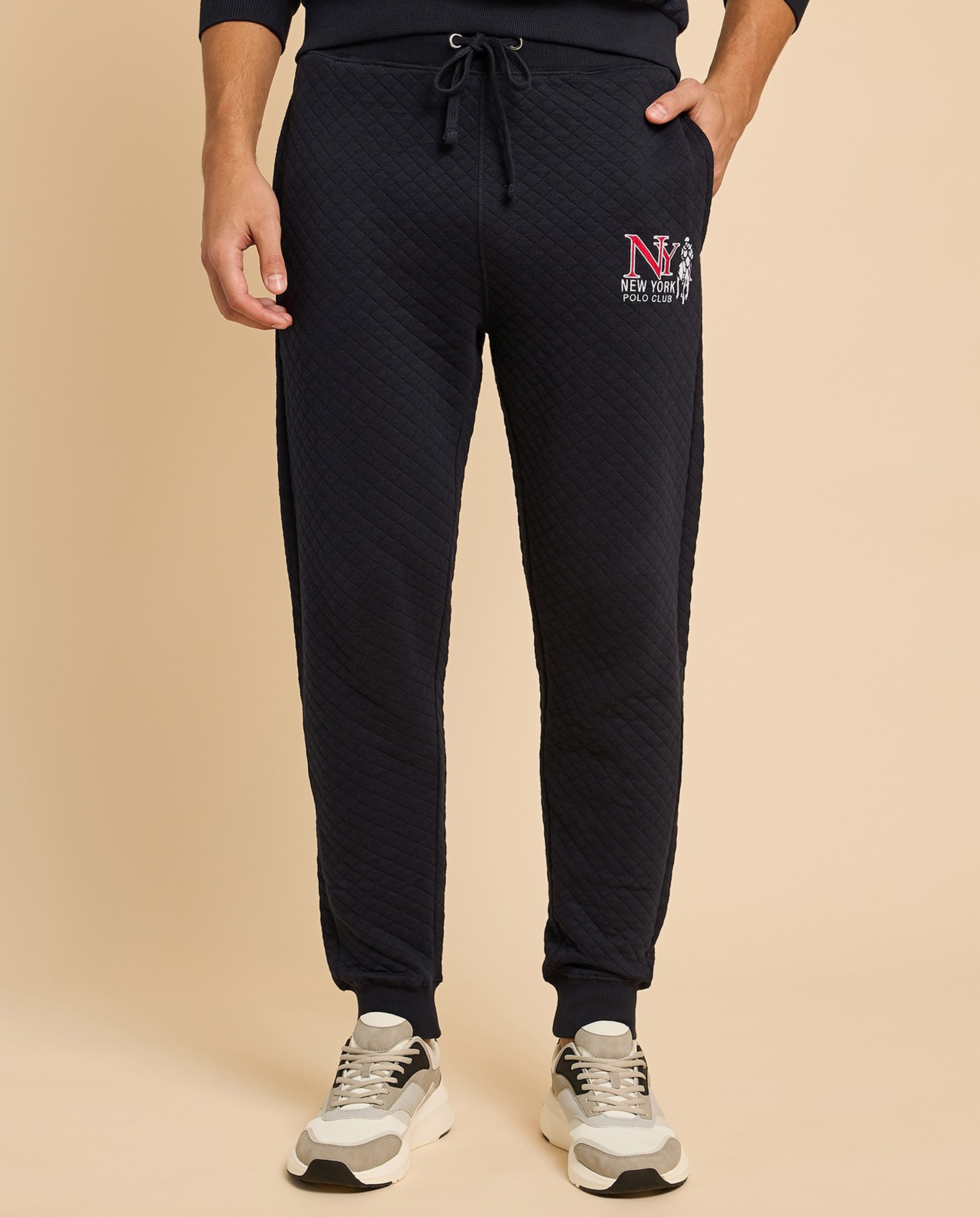 Quilted Joggers with Drawstring Waist