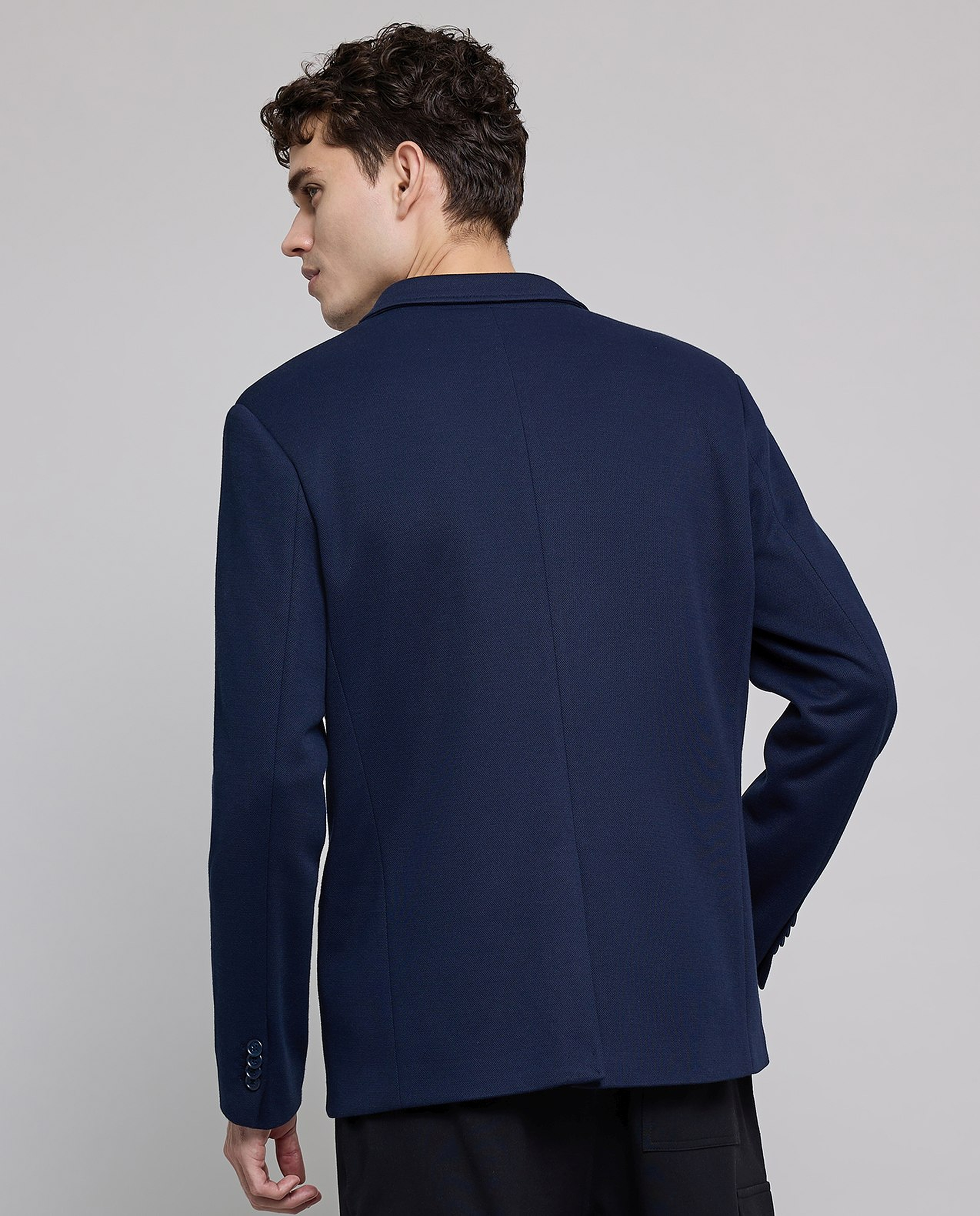 Solid Single Breasted Blazer with Button Closure